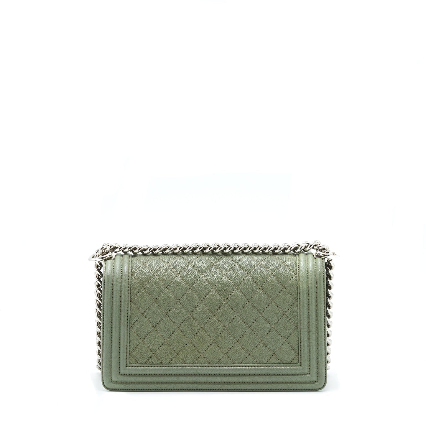 Chanel Boy Caviar Light SHW Green Handbag