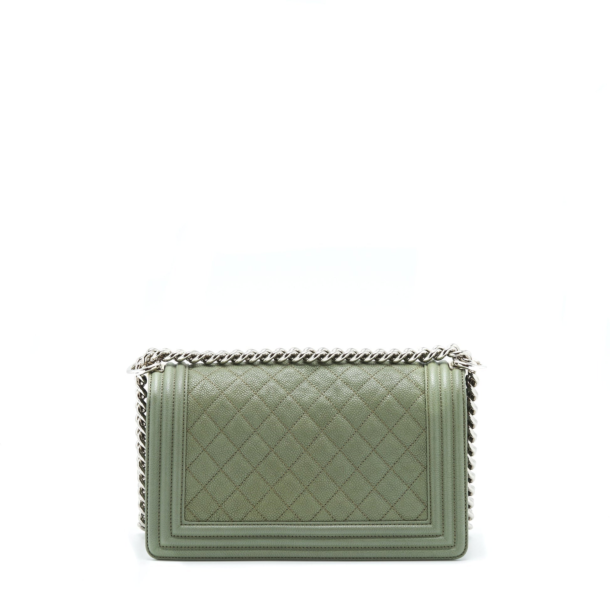Chanel Boy Caviar Light SHW Green Handbag