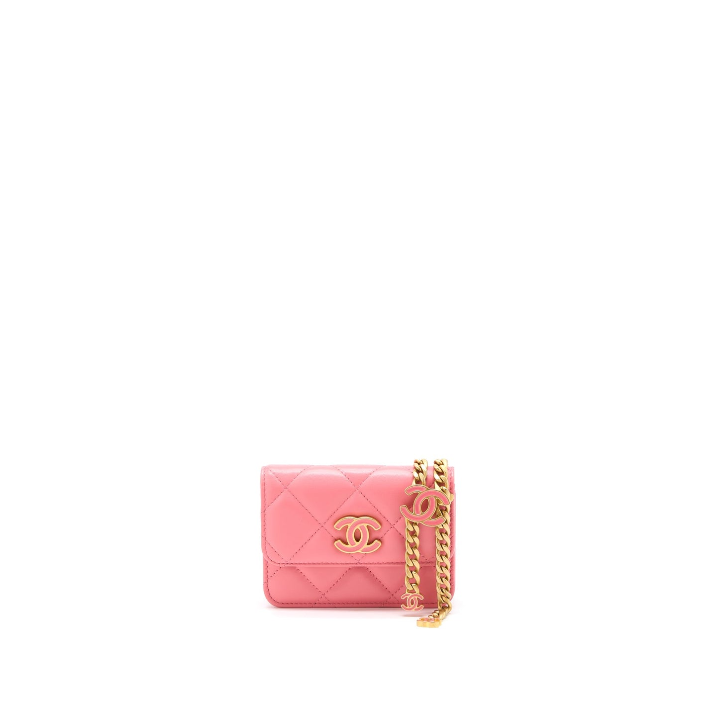 Chanel Flap Waist Enamel Logo Lambskin GHW Pink Mini Bag