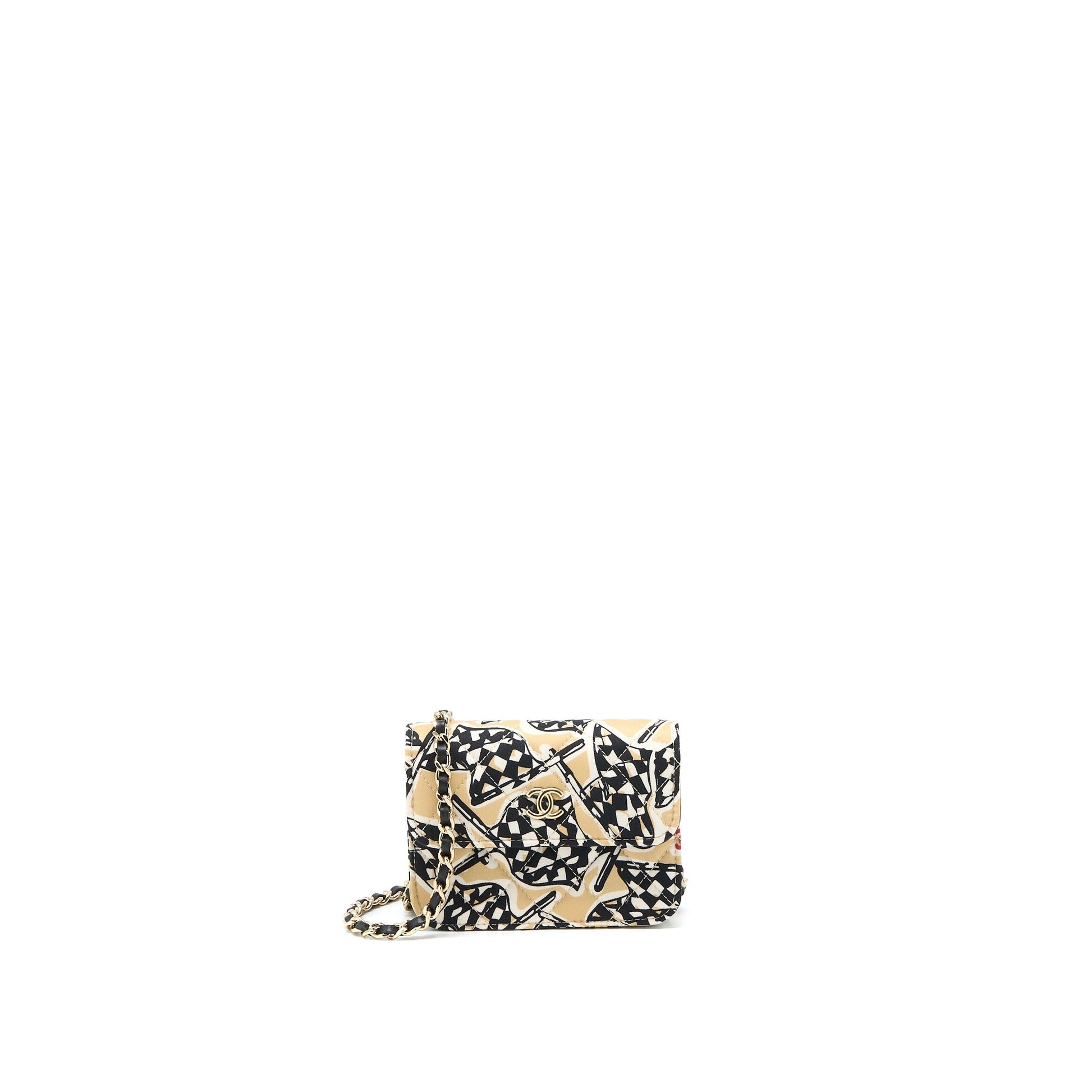 Chanel Flap Fabric LGHW Microchip Multicolour Shoulder Bag