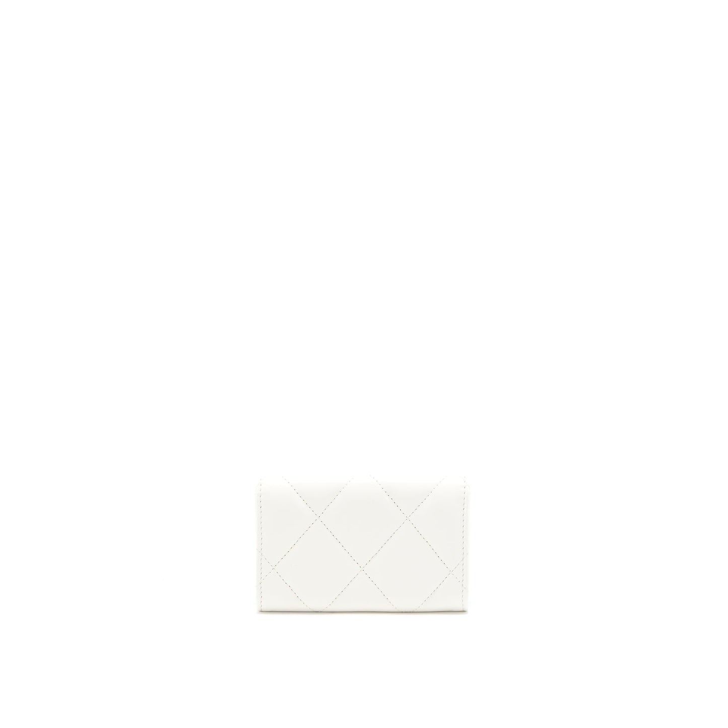 Chanel 19 Flap Card Holder Lambskin Brushed White Wallet Case