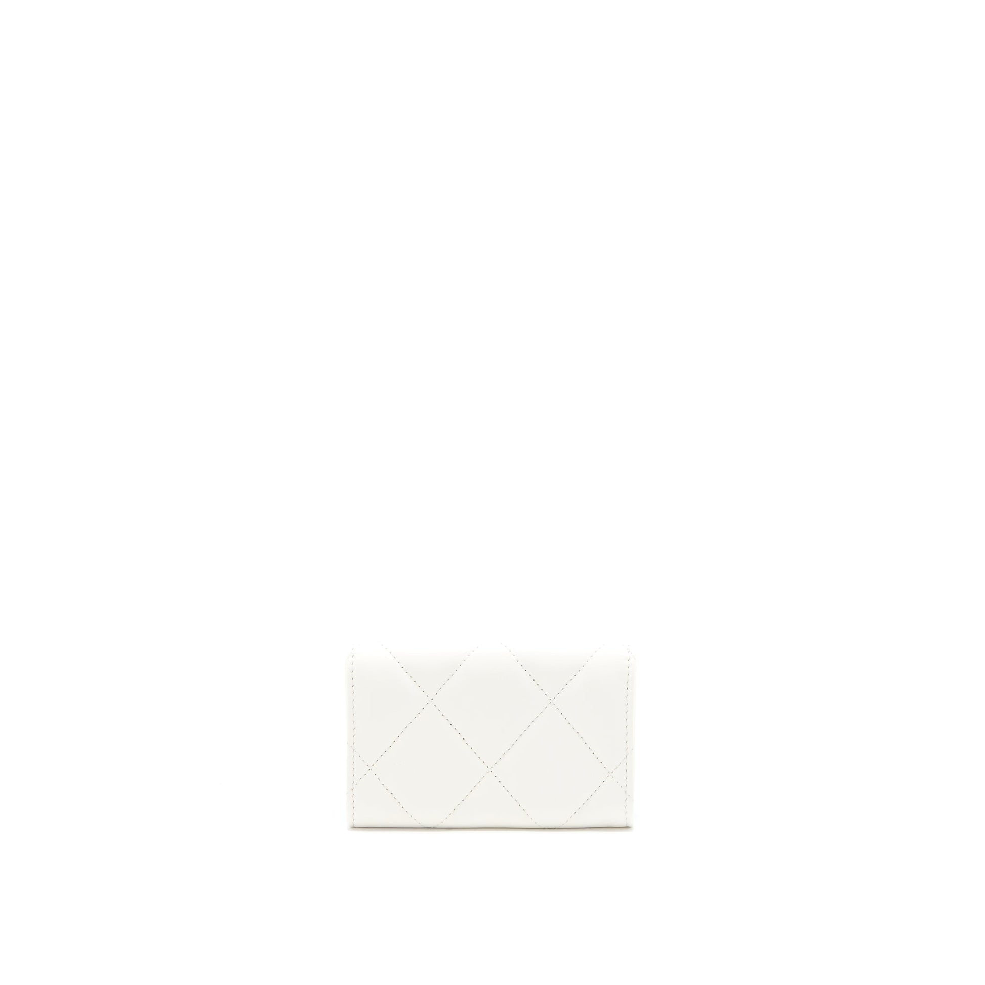 Chanel 19 Flap Card Holder Lambskin Brushed White Wallet Case