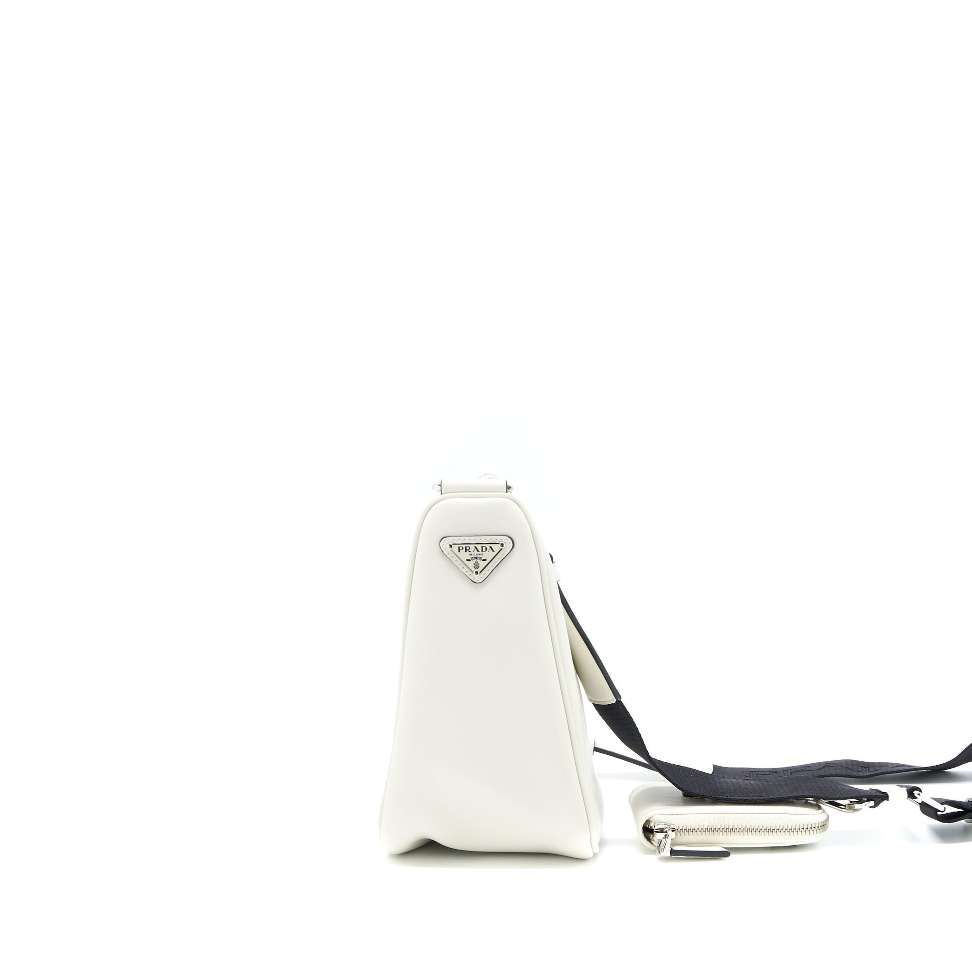 Prada Triangle Purse Handbag Leather White Travel Bag
