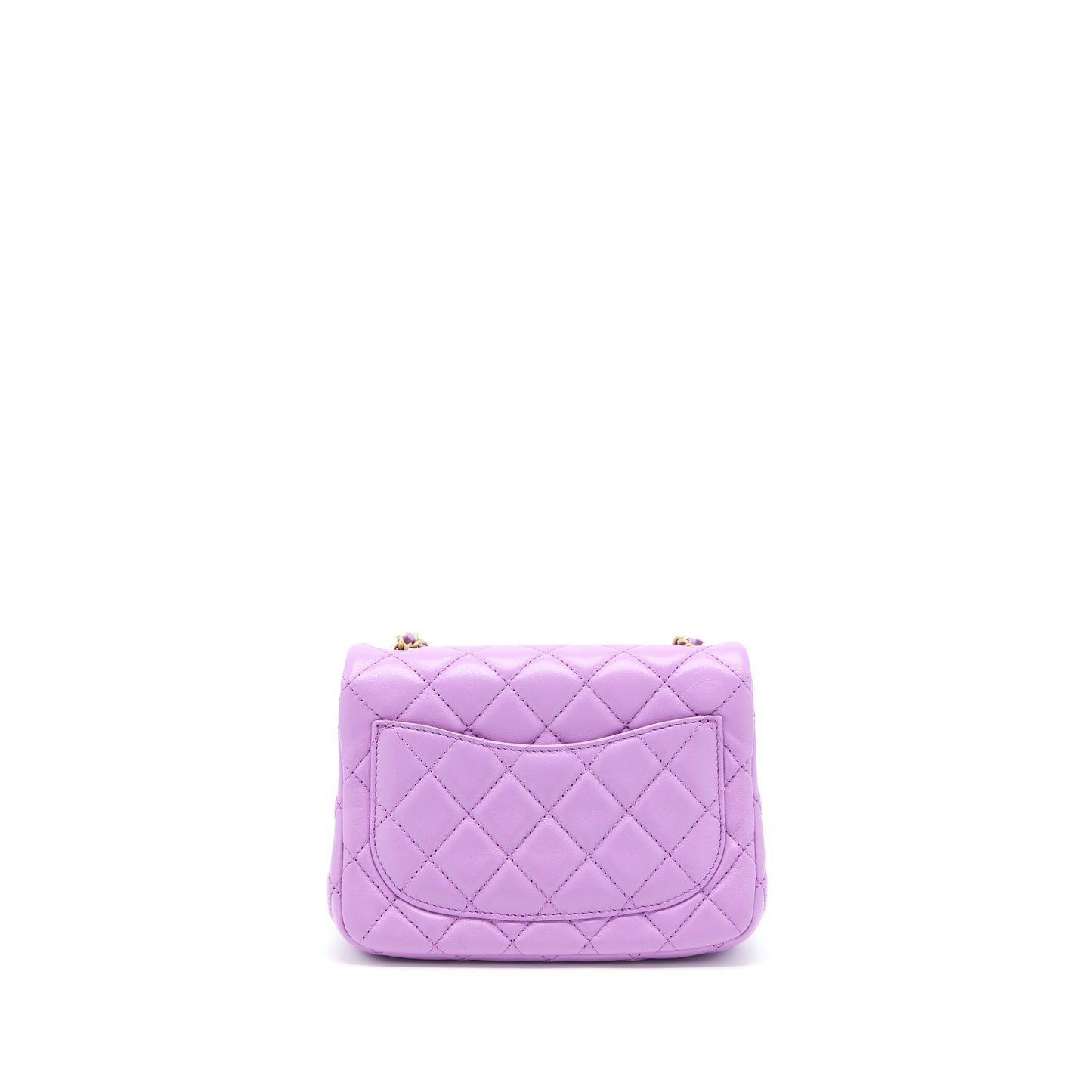 Chanel 22S Pearl Crush Square Lambskin Purple Mini Bag