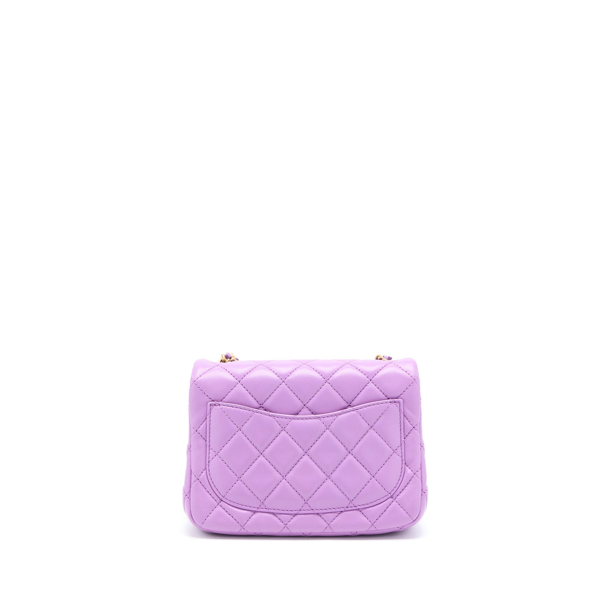 Chanel 22S Pearl Crush Square Lambskin Purple Mini Bag