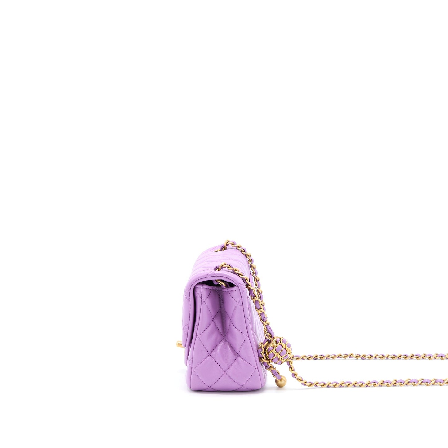 Chanel 22S Pearl Crush Square Lambskin Purple Mini Bag