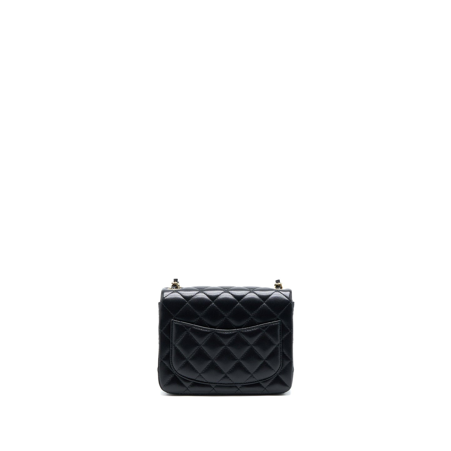 Chanel Square Flap Lambskin LGHW Microchip Black Shoulder Bag Microchip 7