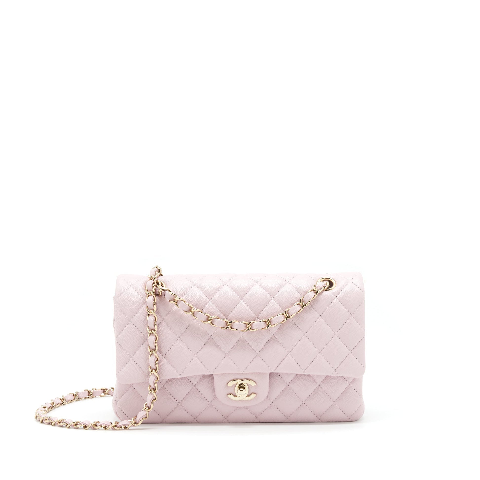 Chanel Classic Double Flap 21S Caviar Light Pink Shoulder Bag