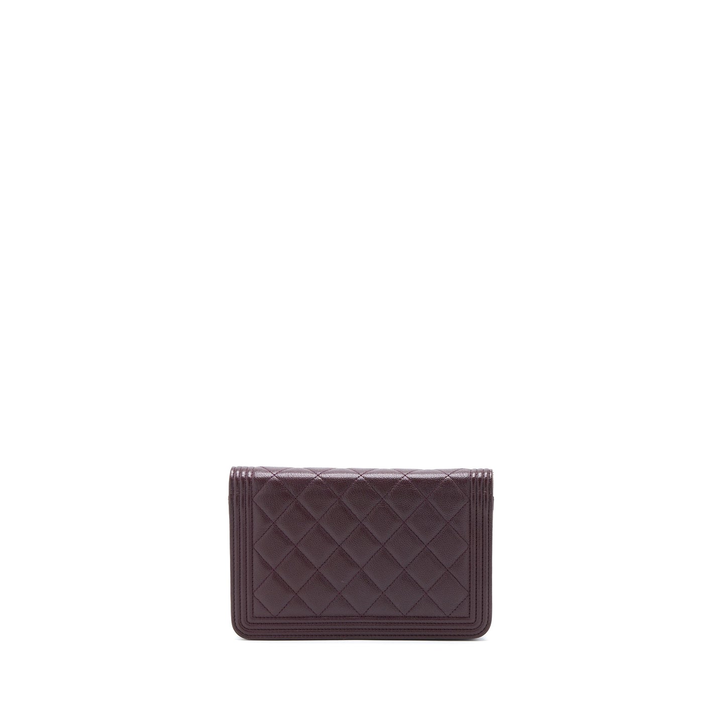 Chanel Boy on Caviar Burgundy GHW Wallet Case