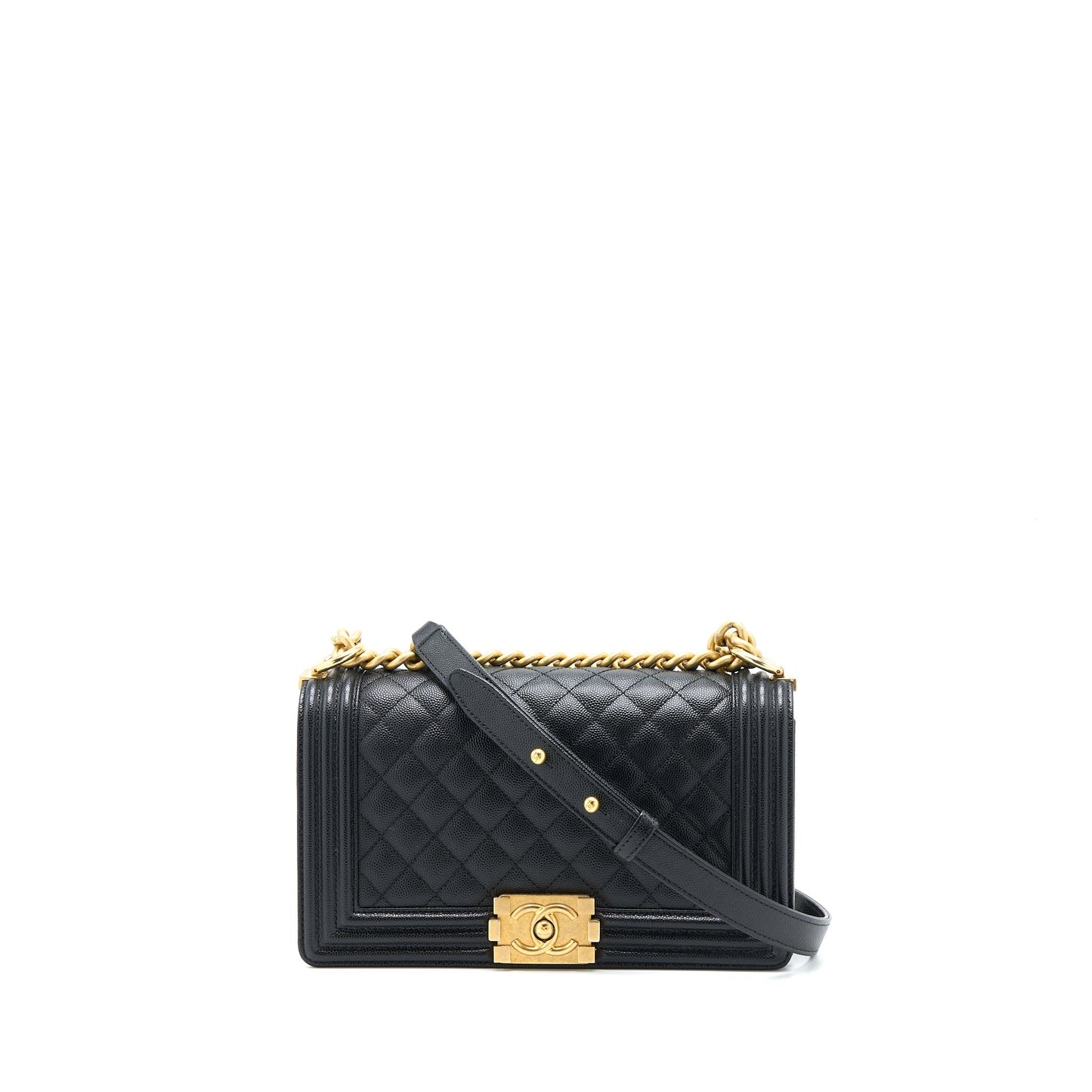 Chanel Boy Caviar Brushed GHW Black Handbag Ghw 1