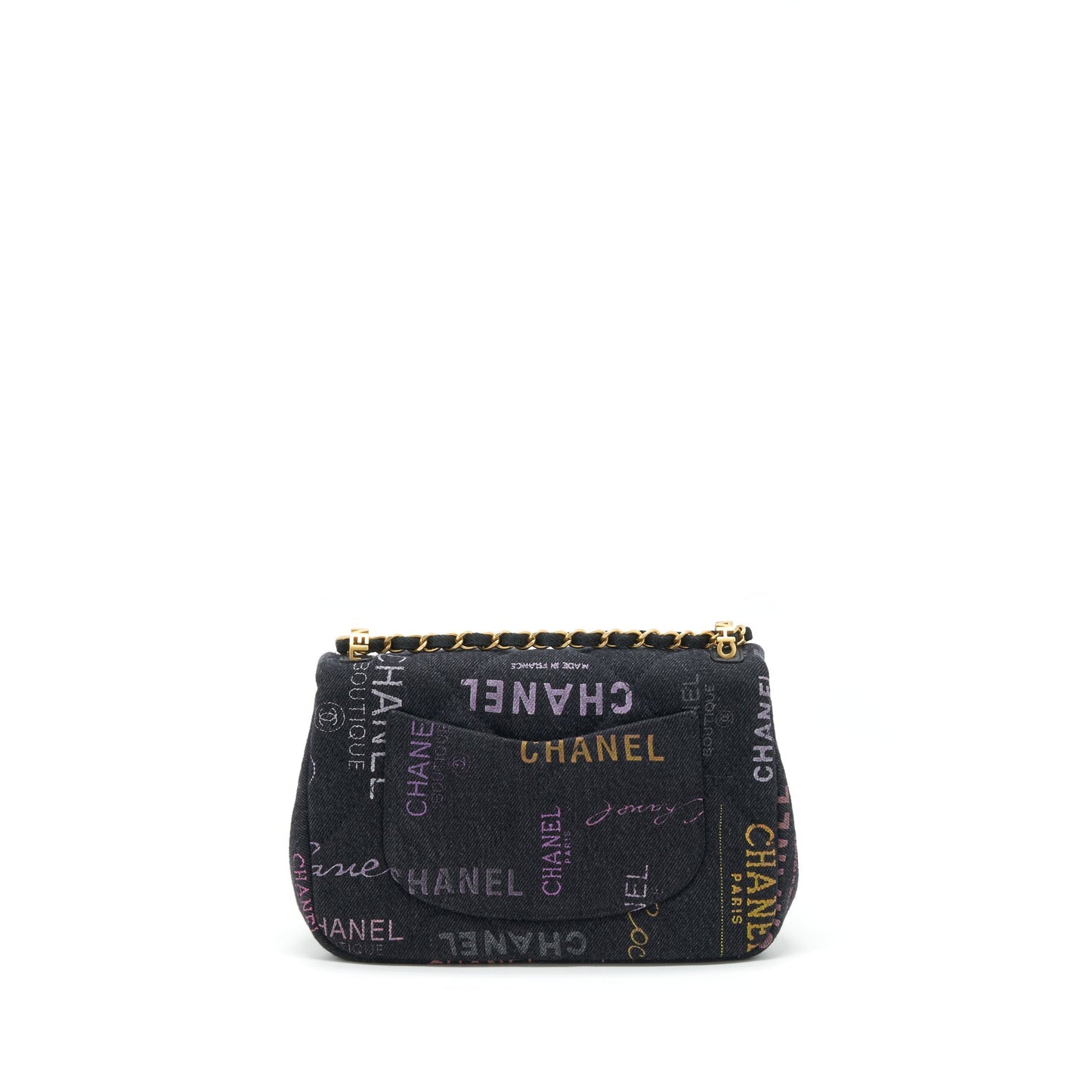 Chanel 22P Flap 23cm Denim GHW Microchip Black Small Shoulder Bag