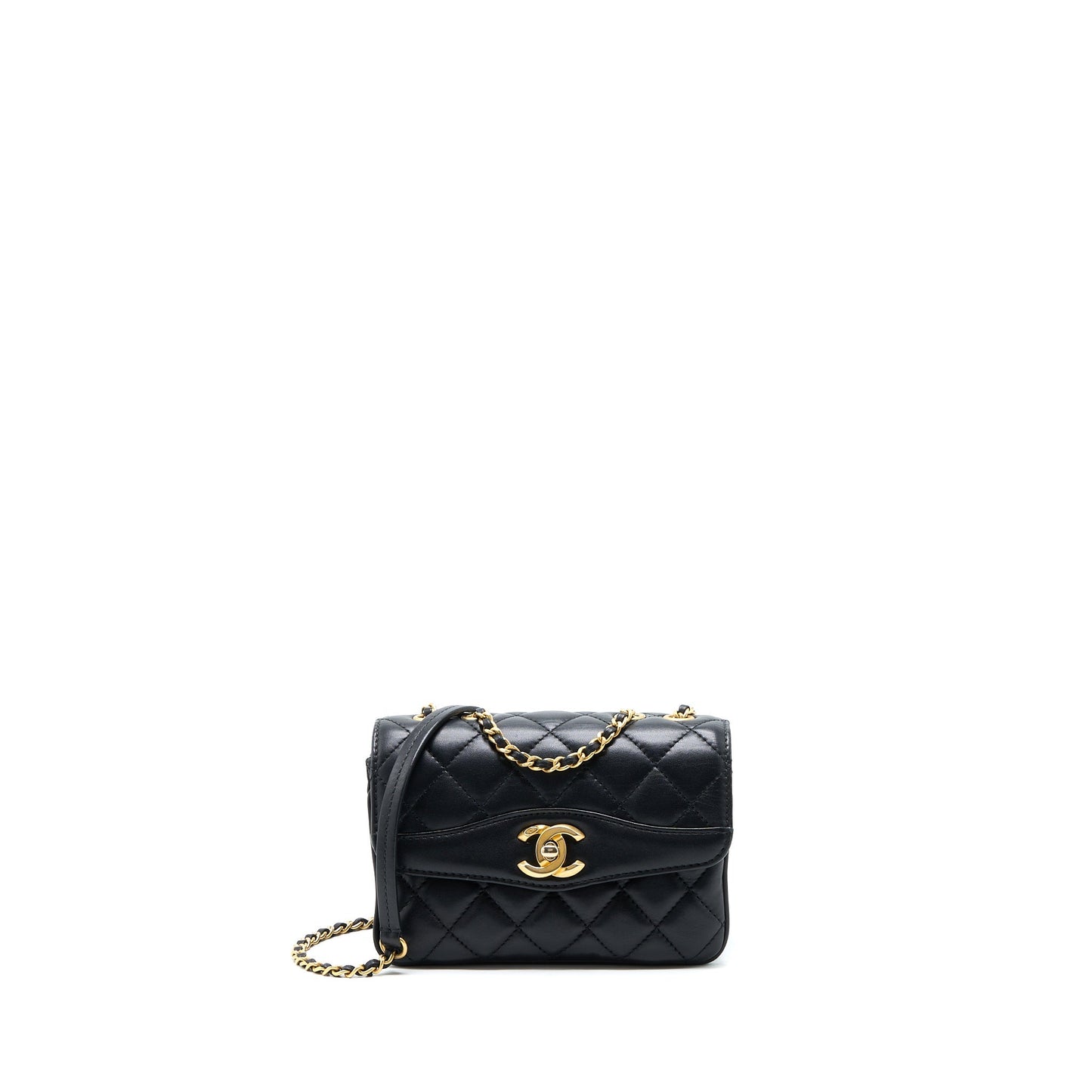 Chanel Seasonal Flap Lambskin Brushed GHW Black Shoulder Bag