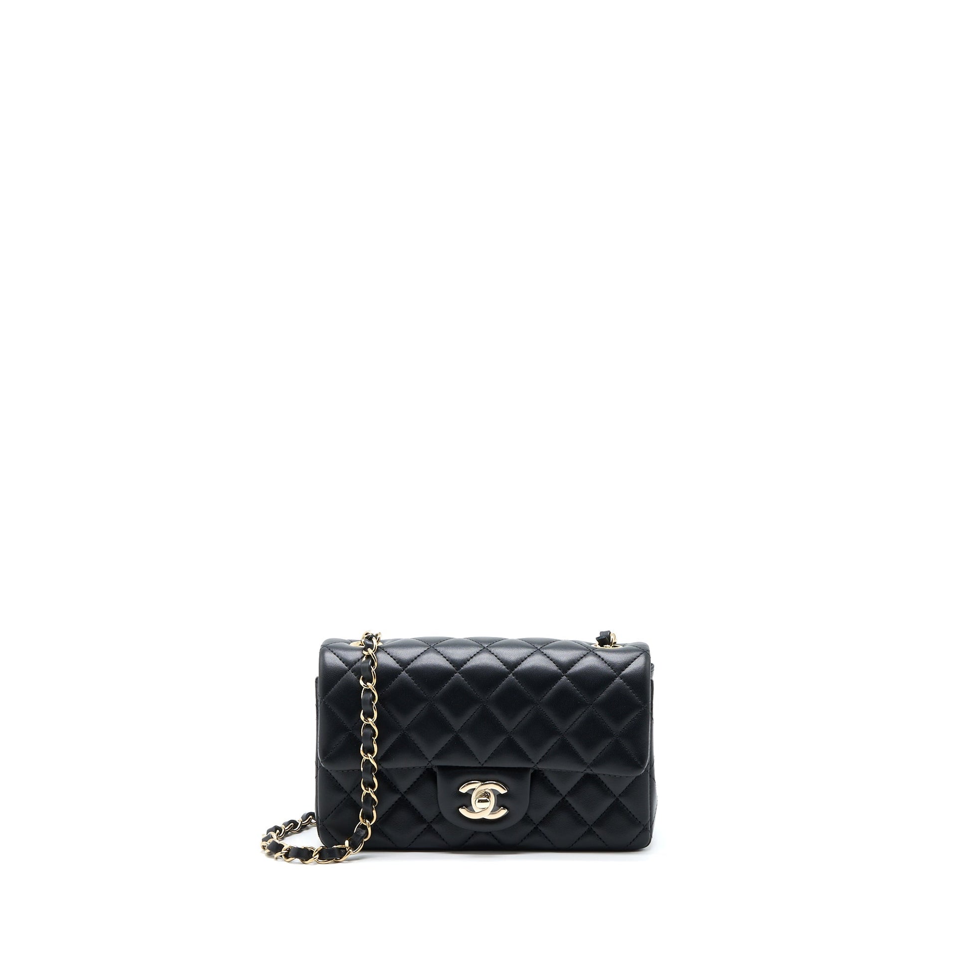 Chanel Classic Rectangular Flap Lambskin LGHW Microchip Black Shoulder Bag