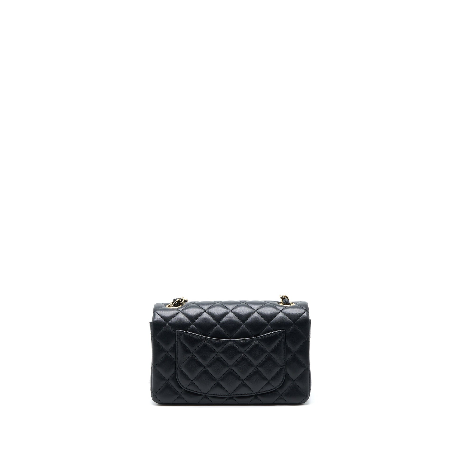 Chanel Classic Rectangular Flap Lambskin LGHW Microchip Black Shoulder Bag