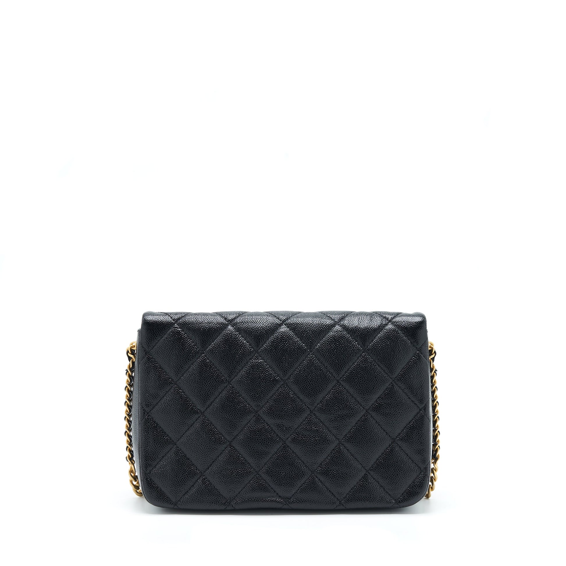 Chanel 22P Melody Grained Calfskin GHW Microchip Black Handbag