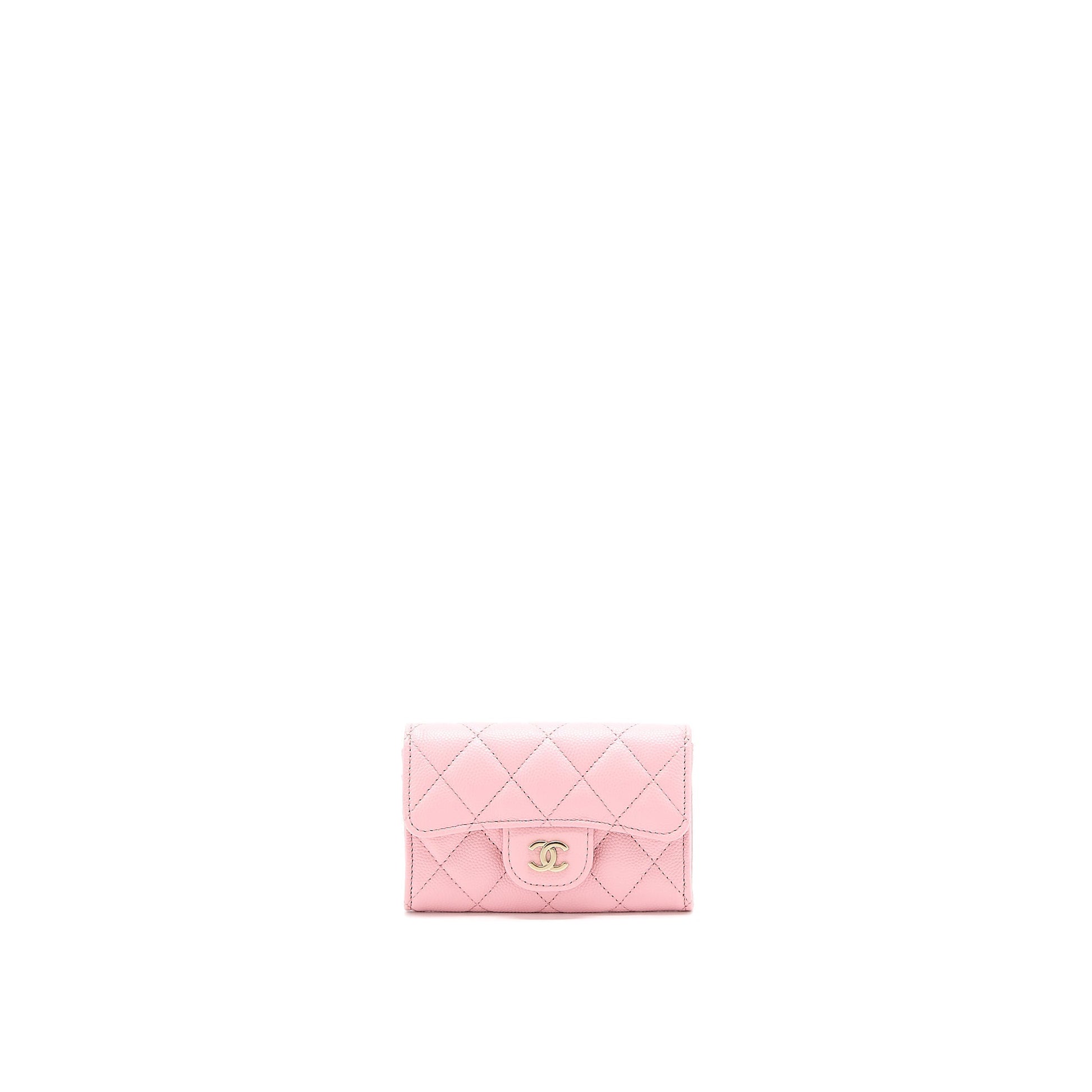 Chanel Classic Flap Card Holder Caviar Light Pink Wallet Case