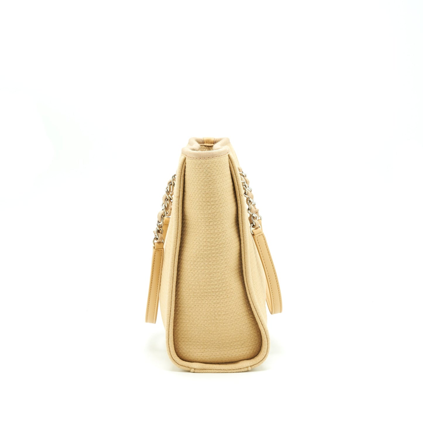 Chanel Deauville Dark SHW Microchip Beige PM Canvas Tote Bag