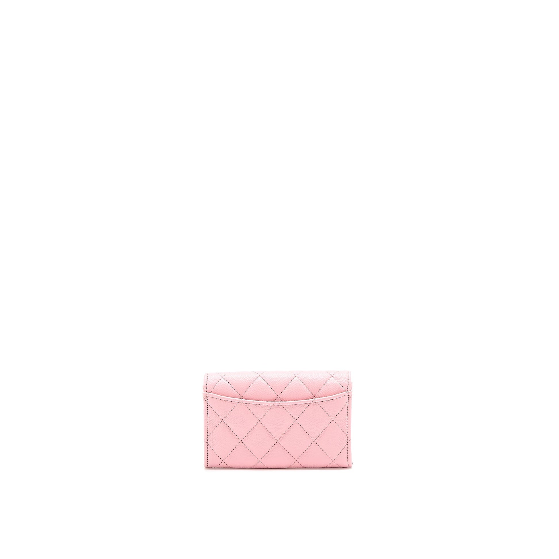 Chanel Classic Flap Card Holder Caviar Light Pink Wallet Case