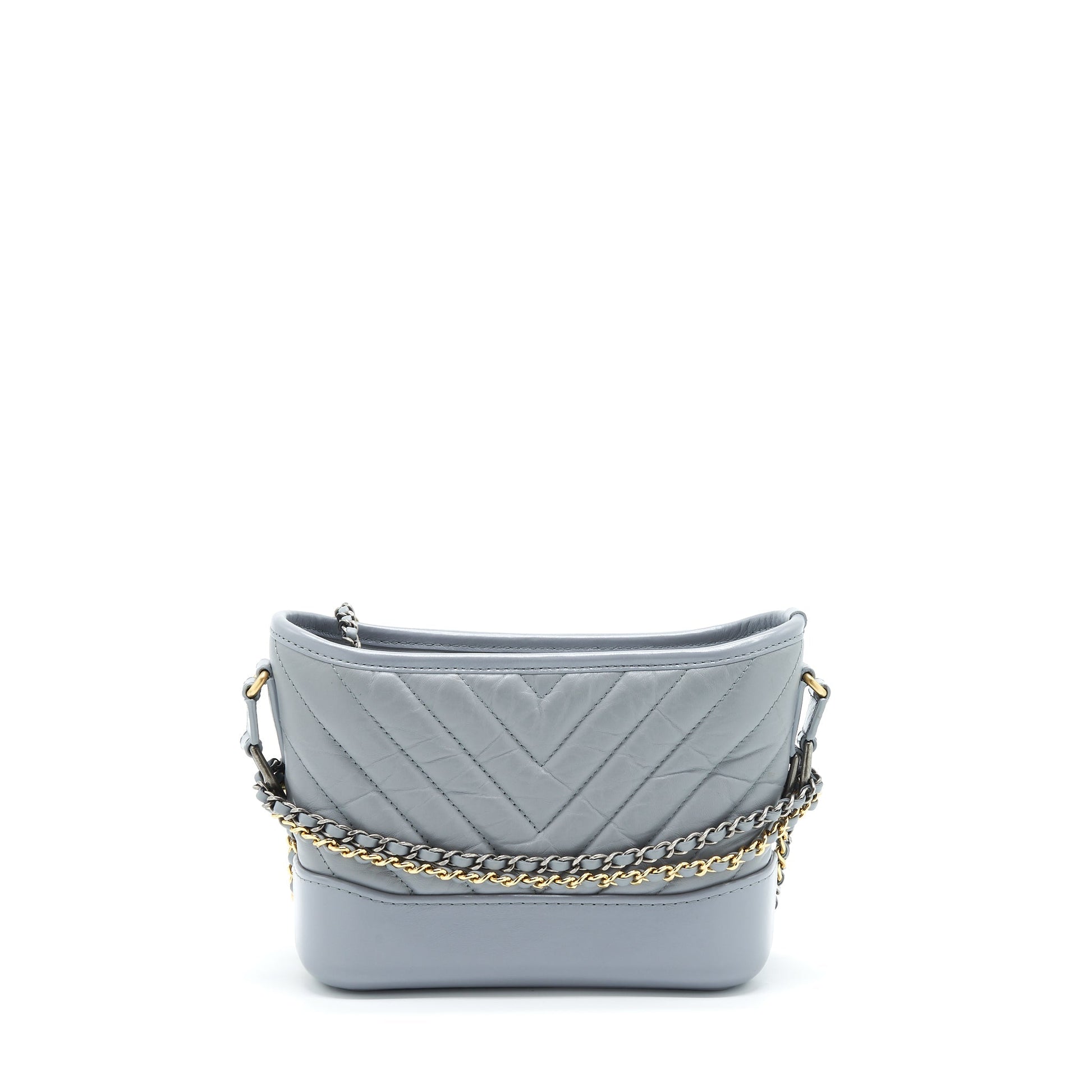 Chanel Chevron Gabrielle Hobo Hardware Multicolour Grey Small Shoulder Bag