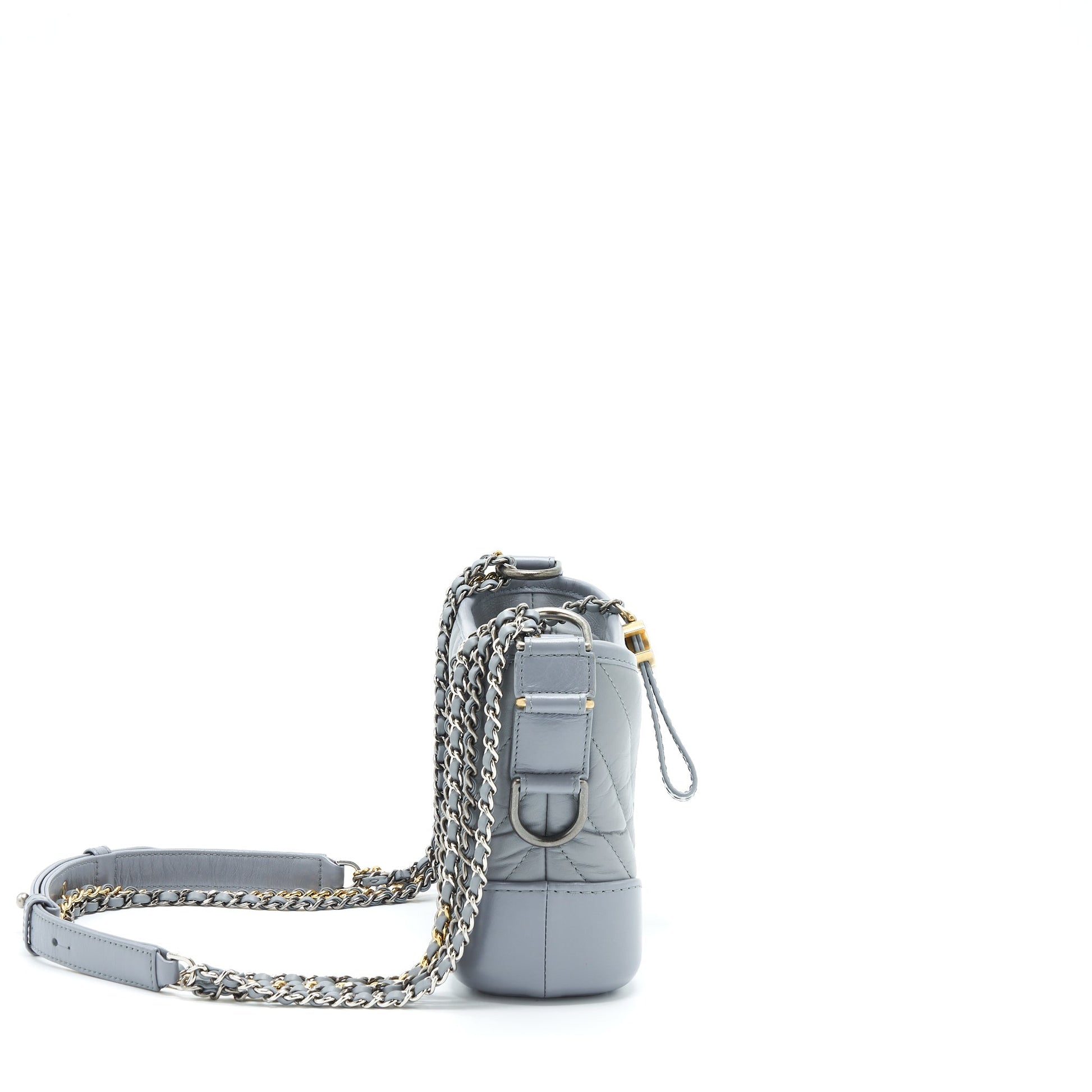 Chanel Chevron Gabrielle Hobo Hardware Multicolour Grey Small Shoulder Bag