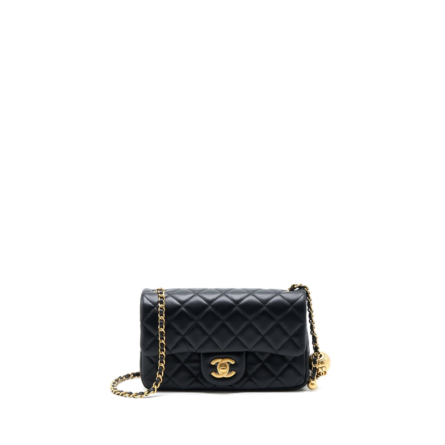Chanel Pearl Crush Rectangular Lambskin Brushed GHW Black Mini Bag Ghw Microchip