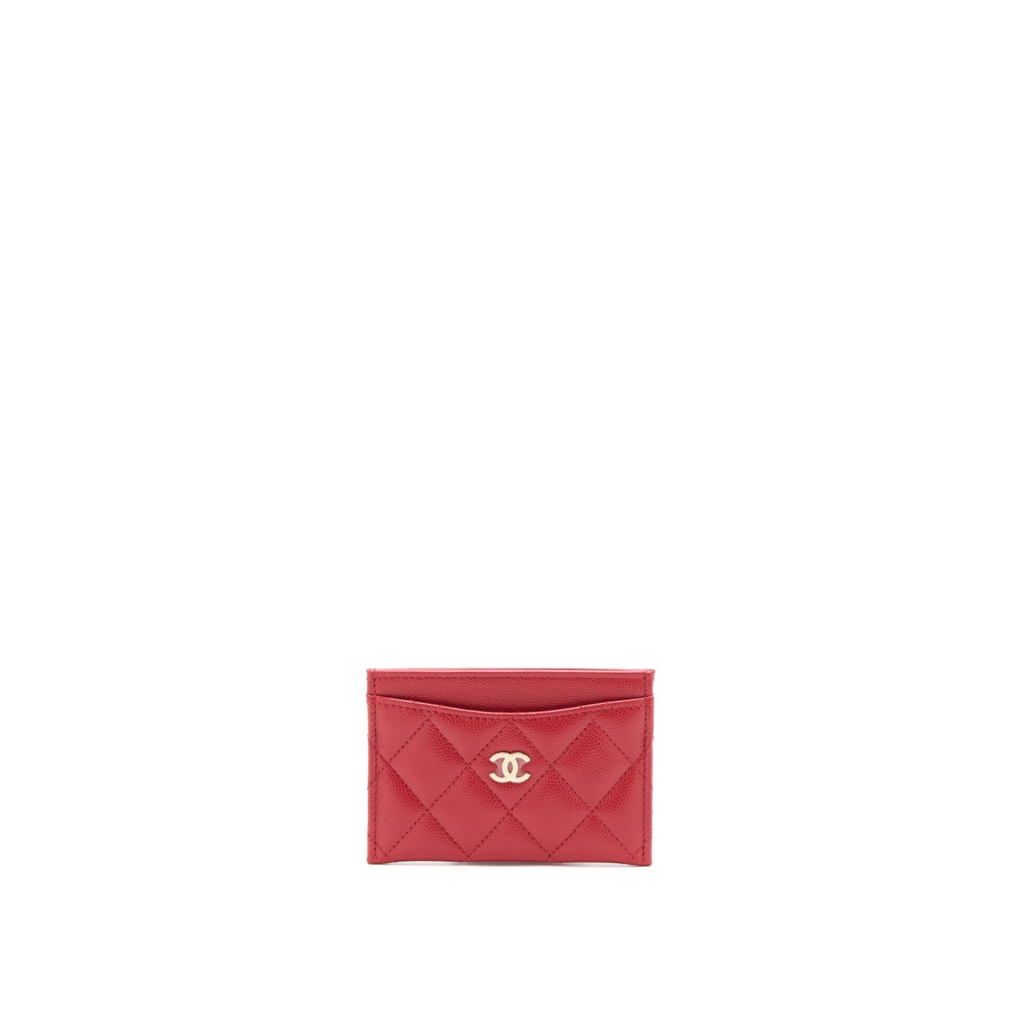 Chanel Classic Card Holder Caviar HW Red Wallet Case
