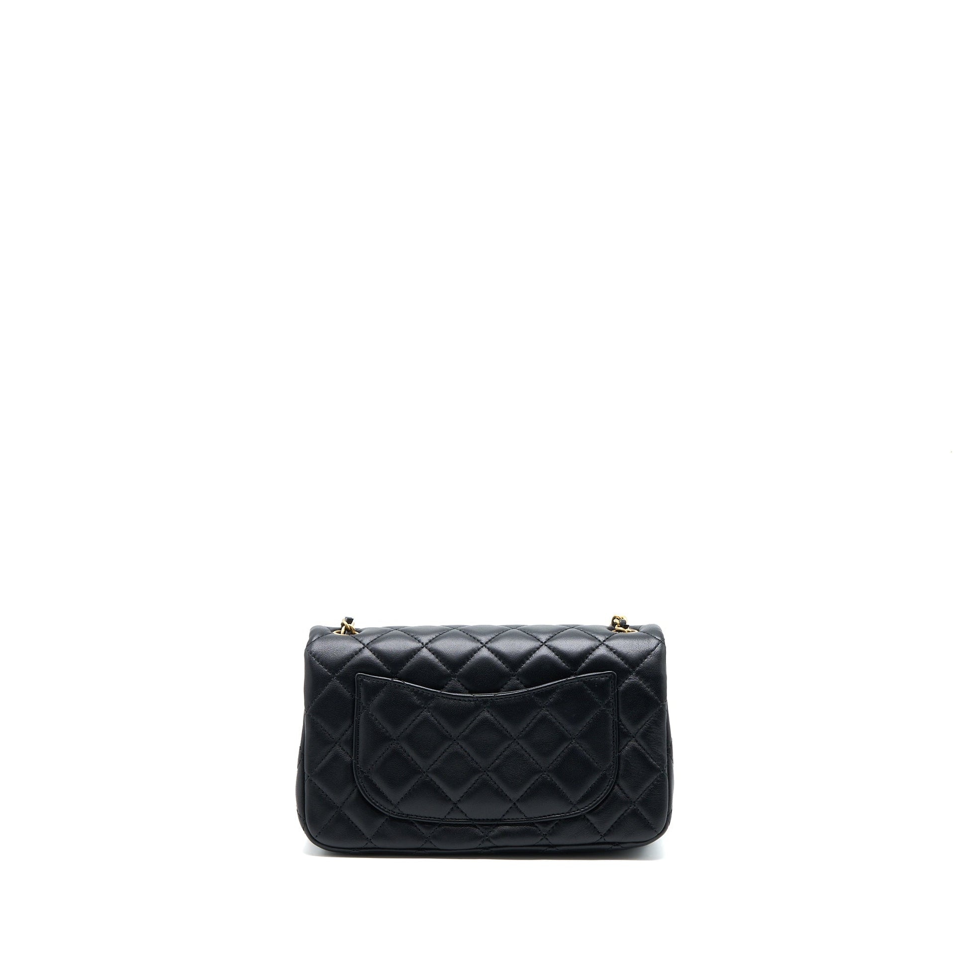 Chanel Pearl Crush Rectangular Lambskin Brushed GHW Black Mini Bag Ghw Microchip
