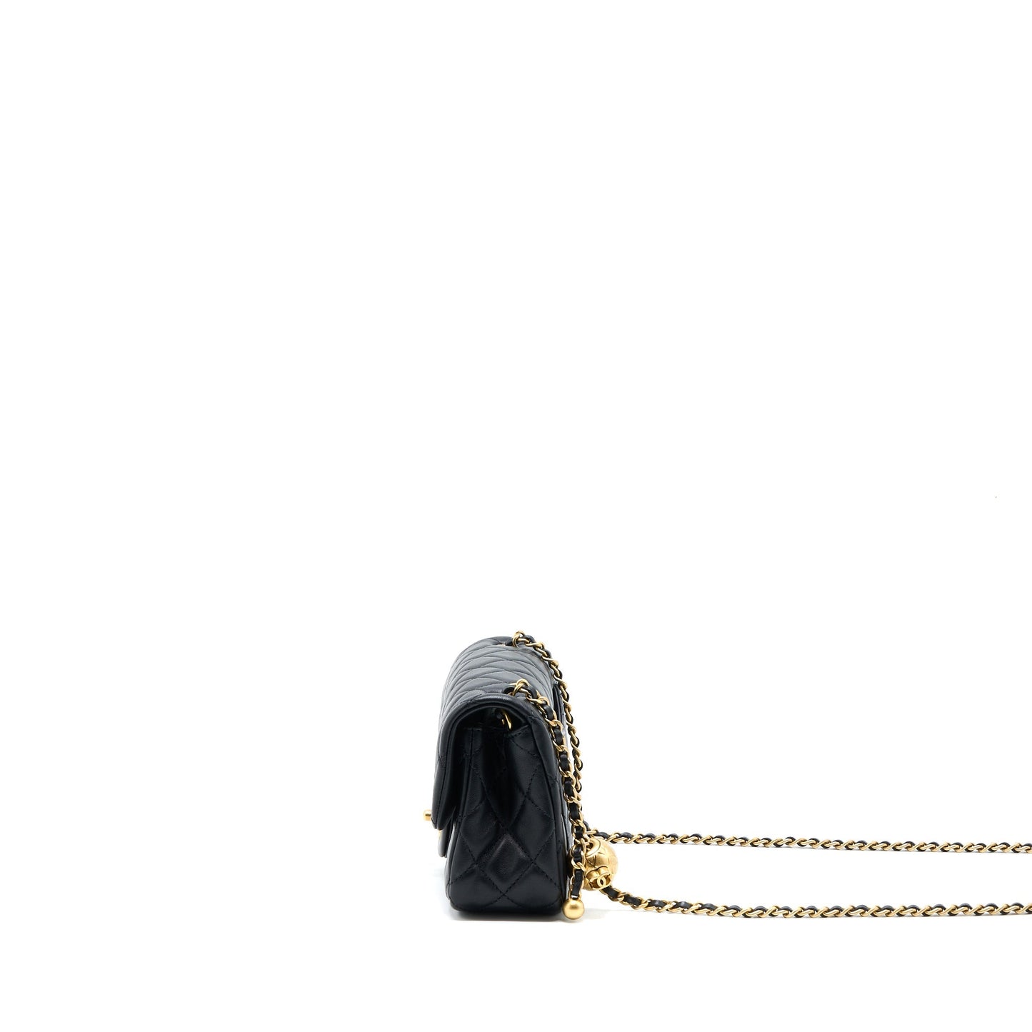 Chanel Pearl Crush Rectangular Lambskin Brushed GHW Black Mini Bag Ghw Microchip