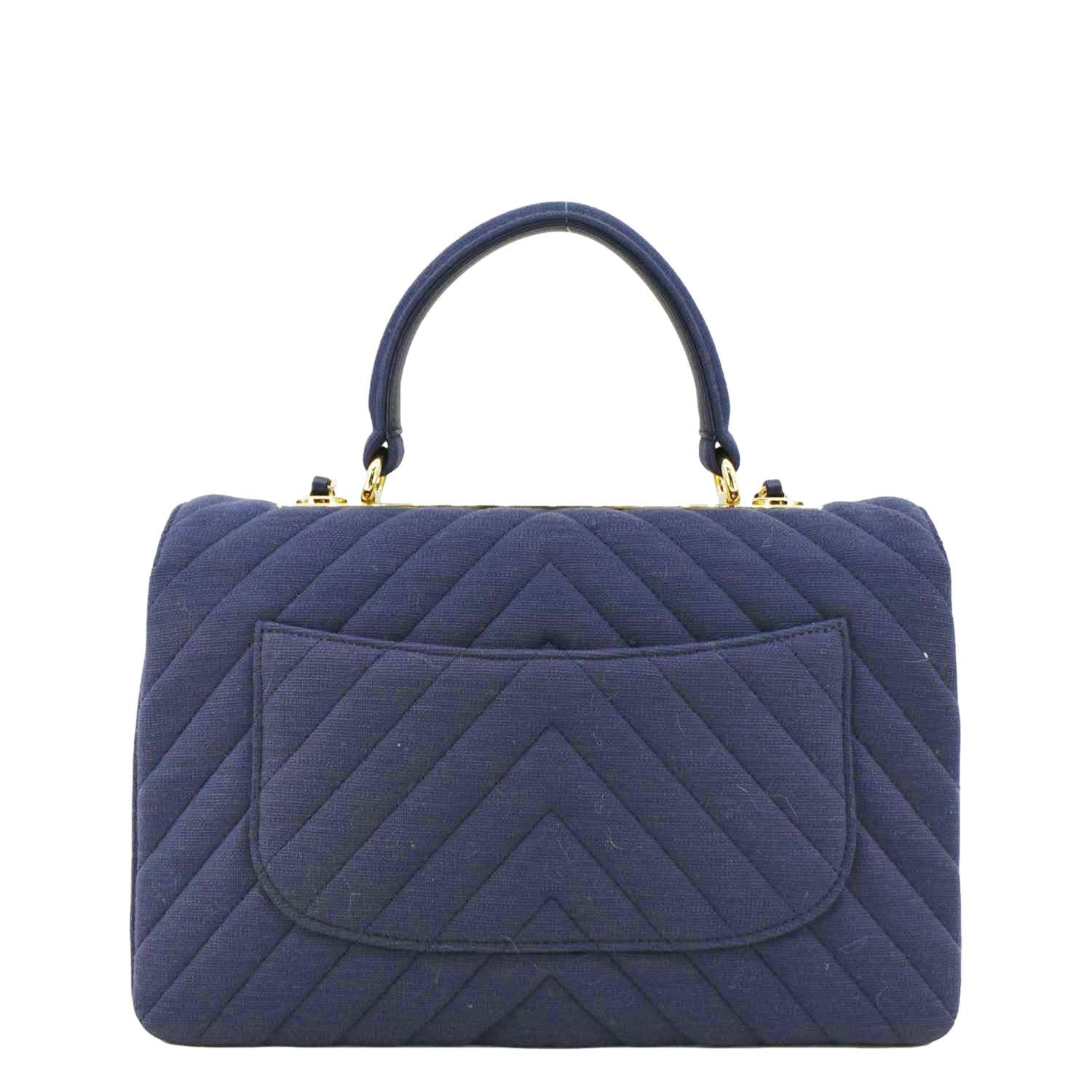 Chanel Trendy CC Jersey Chevron Top Blue Travel Bag