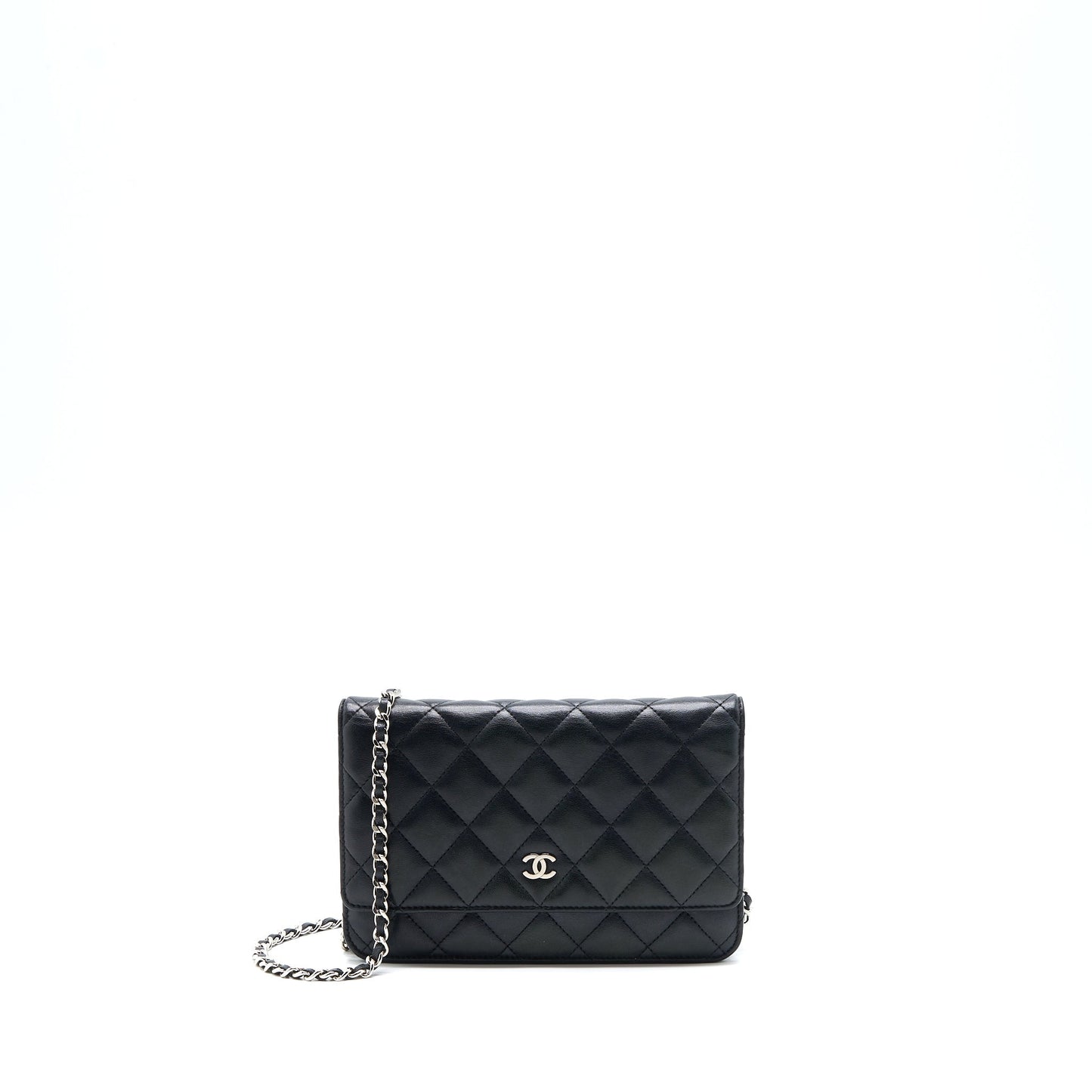 Chanel Classic On Lambskin SHW Black Wallet Case With Shw