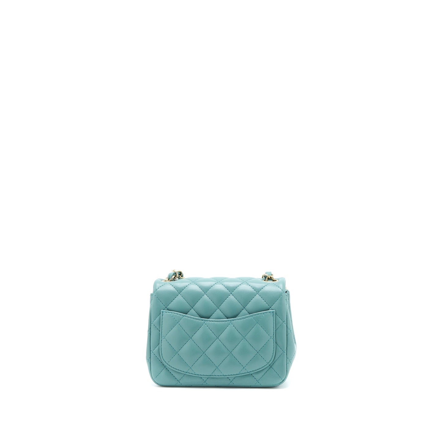 Chanel Square Flap Lambskin Light LGHW Microchip Green Shoulder Bag