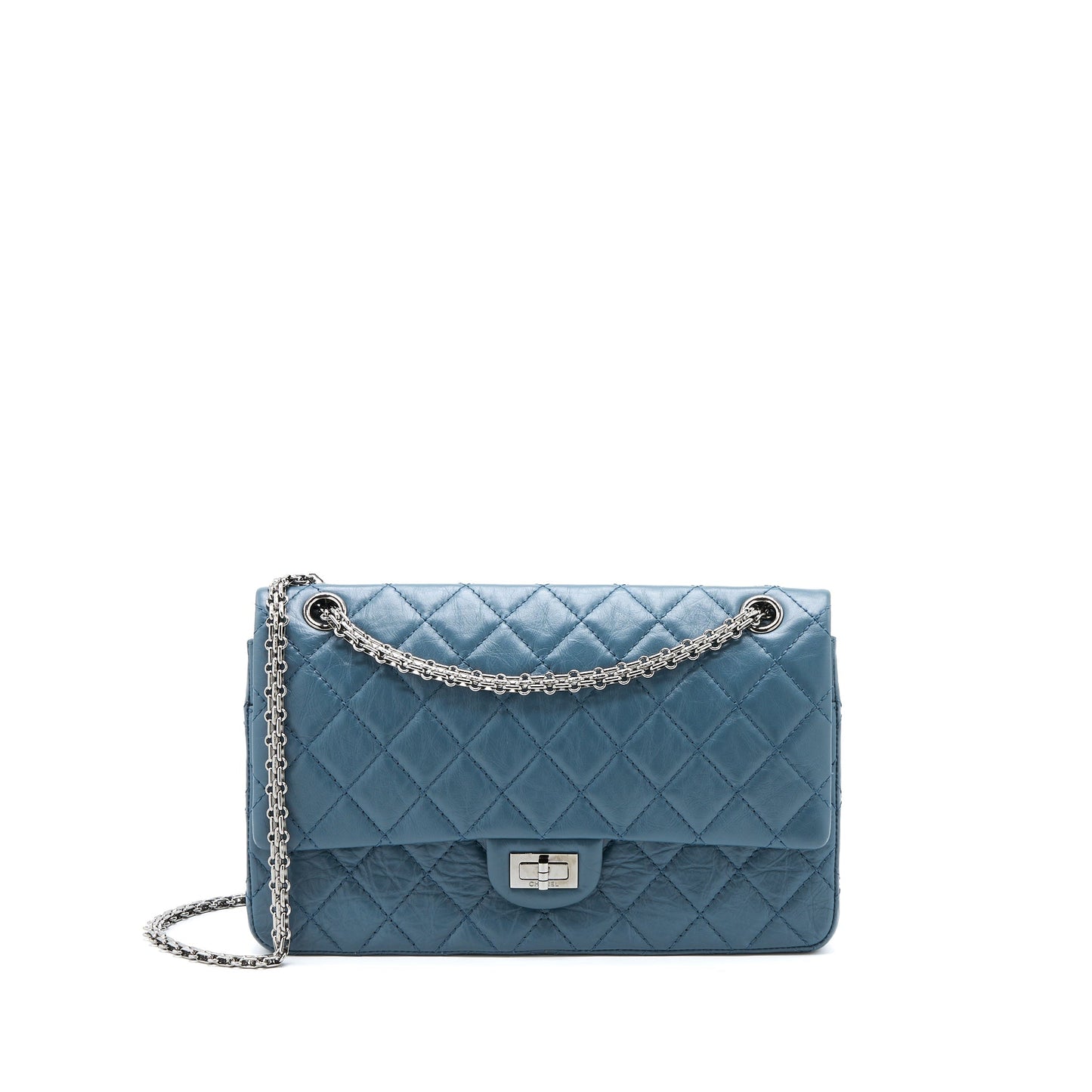 Chanel 2.55 226 Reissue Flap Calfskin SHW Blue Grey Shoulder Bag