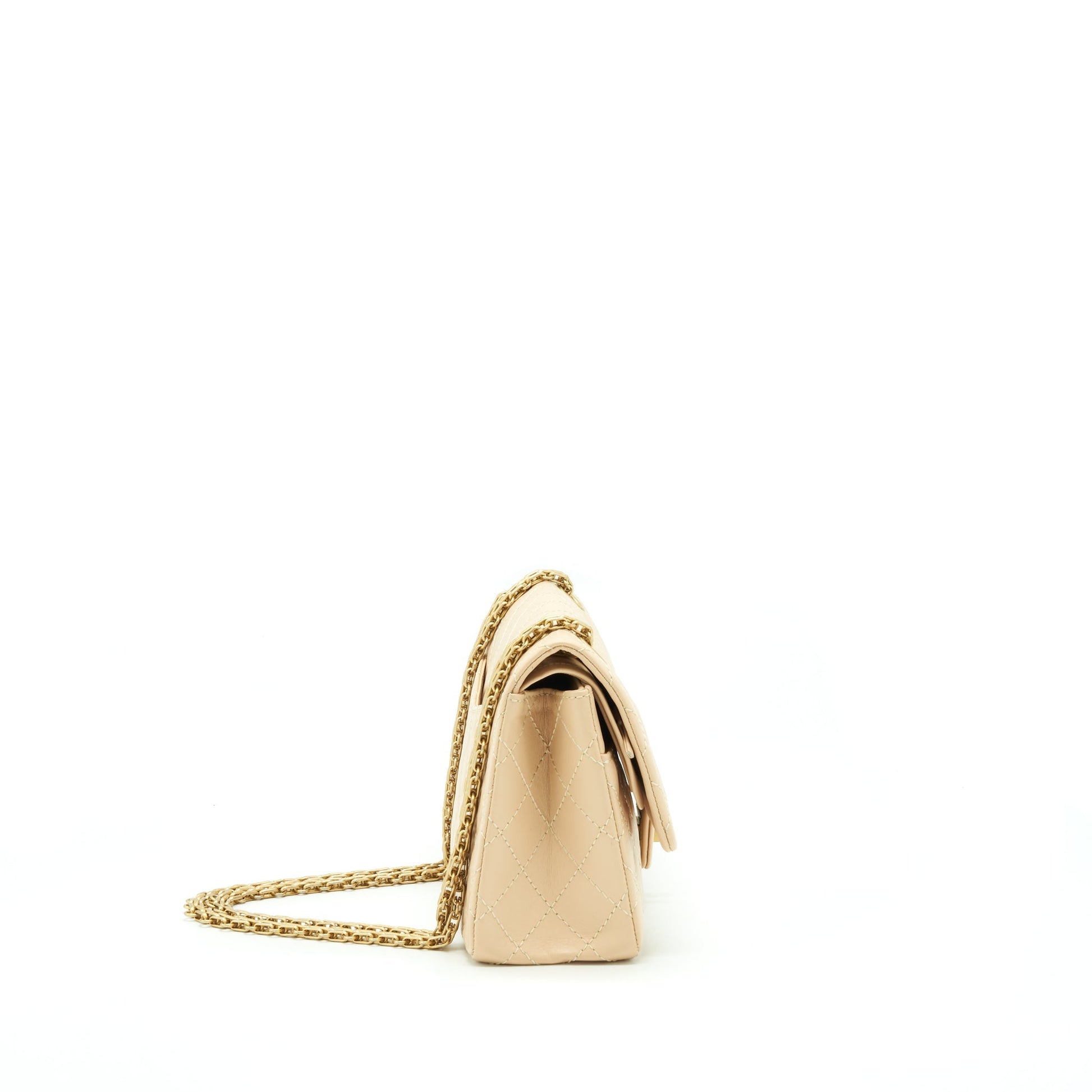 Chanel 2.55 225 Reissue Double Flap Calfskin Beige Shoulder Bag