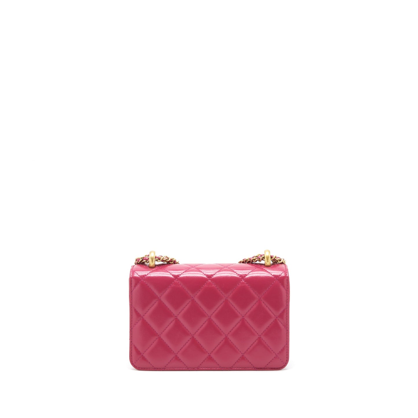 Chanel 21A Crush Flap Calfskin Raspberry GHW Pink Gold Small Shoulder Bag