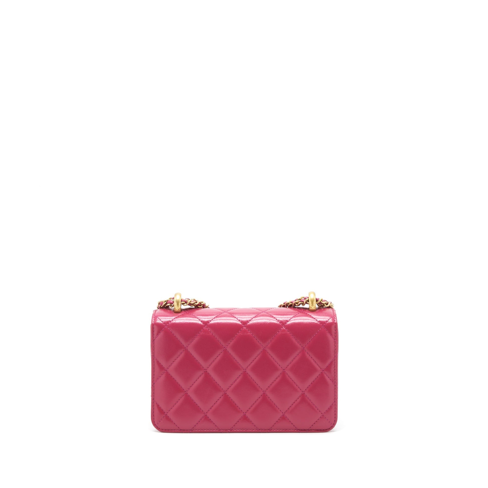 Chanel 21A Crush Flap Calfskin Raspberry GHW Pink Gold Small Shoulder Bag