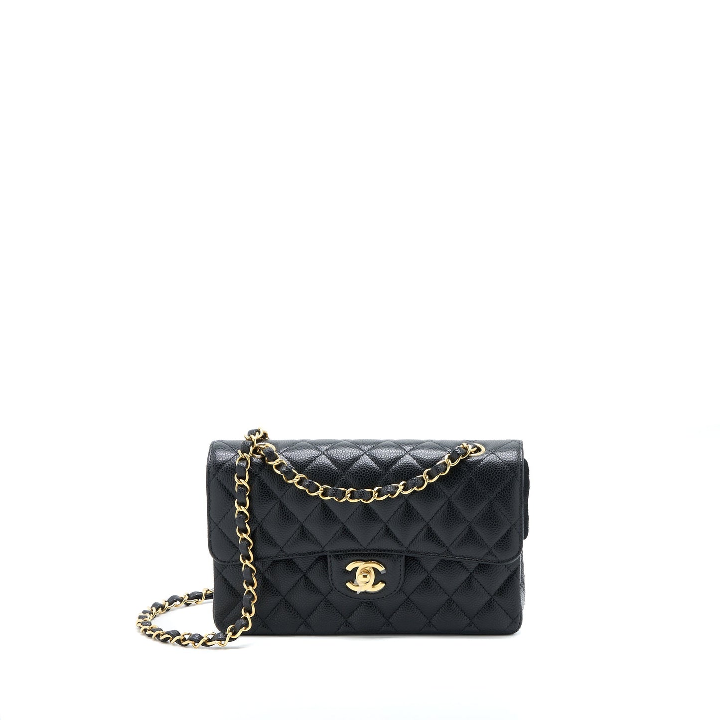 Chanel Classic Double Flap Caviar GHW Microchip Black Small Shoulder Bag Ghw Microchip