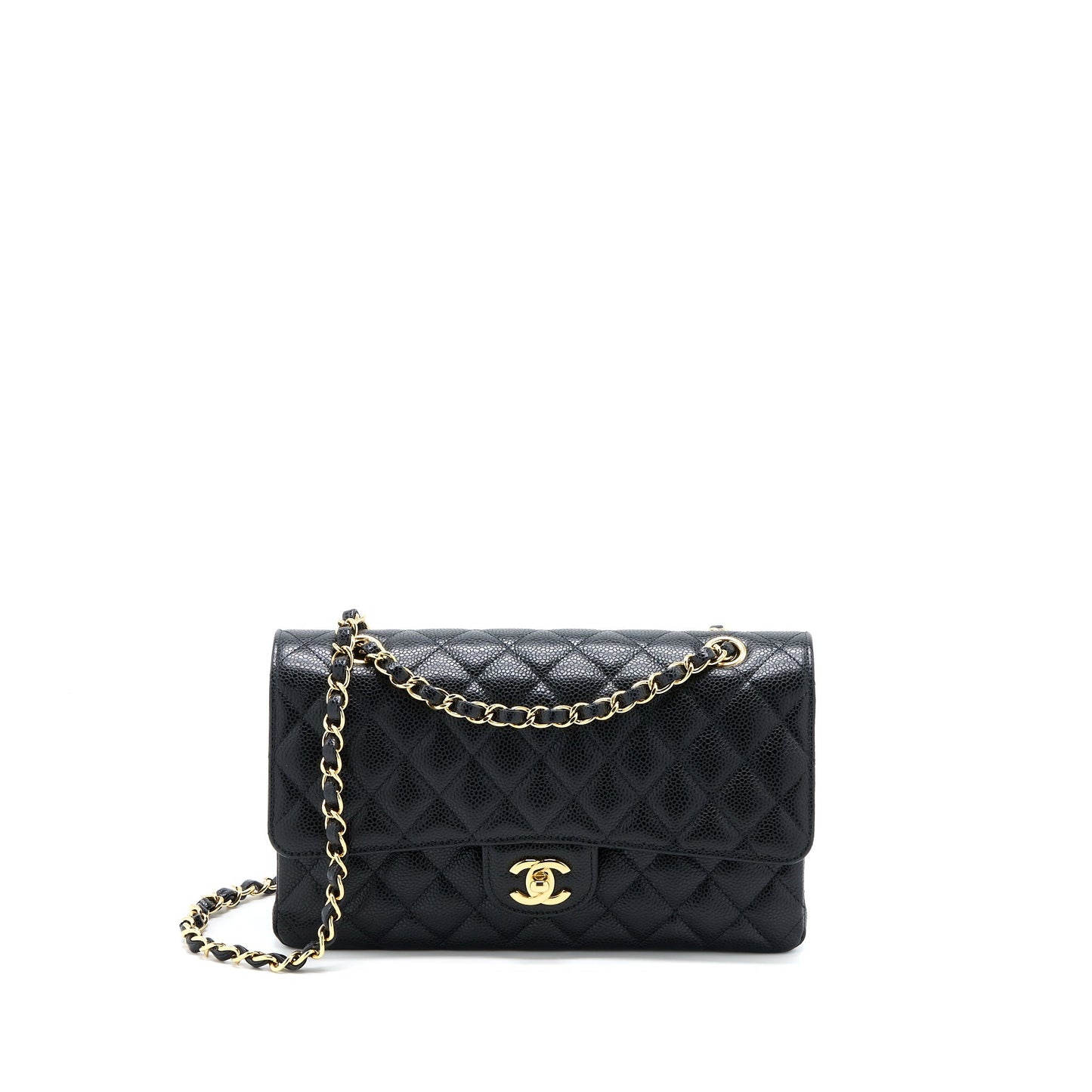 Chanel Classic Double Flap Caviar GHW Microchip Black Shoulder Bag Ghw Microchip