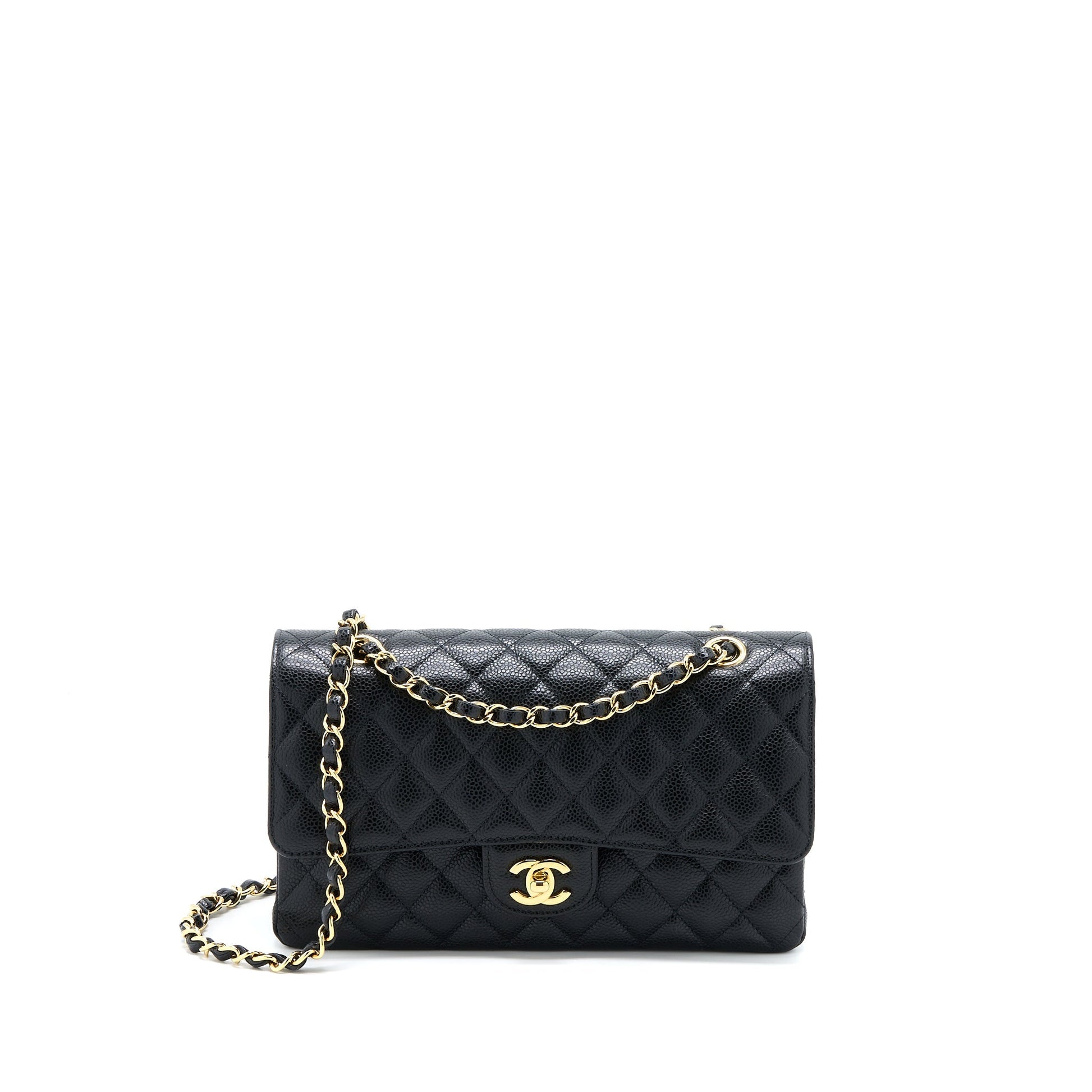 Chanel Classic Double Flap Caviar GHW Microchip Black Shoulder Bag Ghw Microchip
