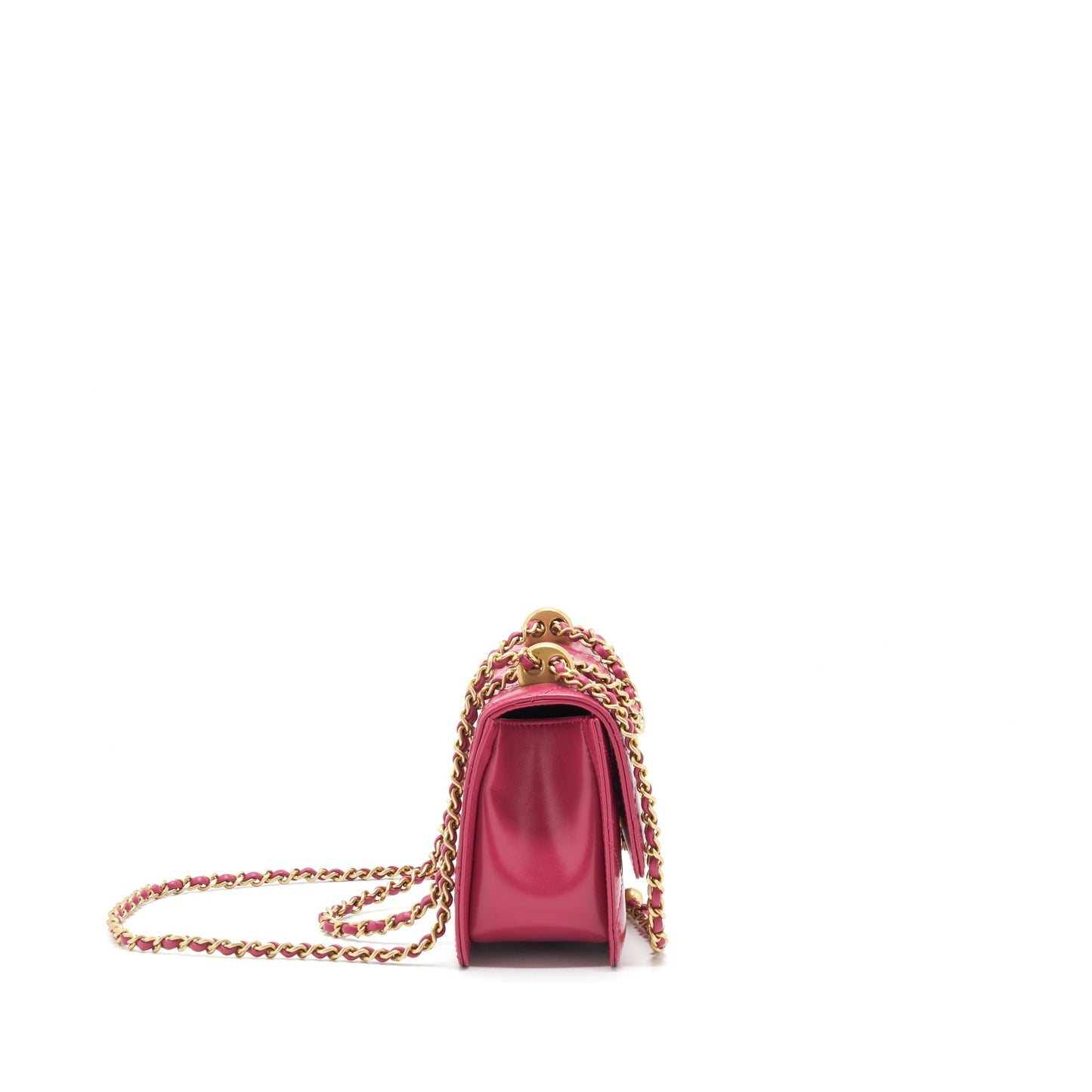 Chanel 21A Crush Flap Calfskin Raspberry GHW Pink Gold Small Shoulder Bag