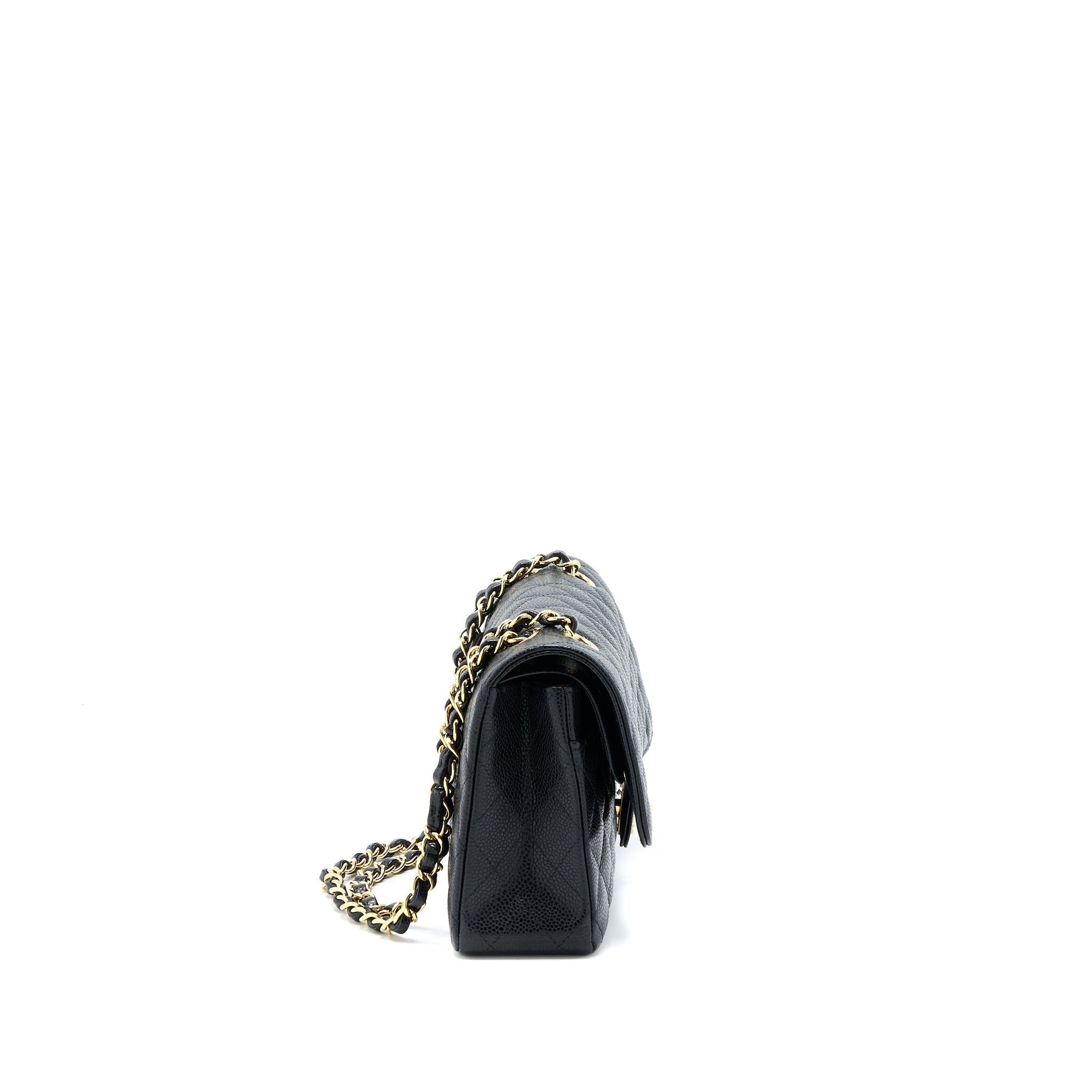 Chanel Classic Double Flap Caviar GHW Microchip Black Shoulder Bag Ghw Microchip