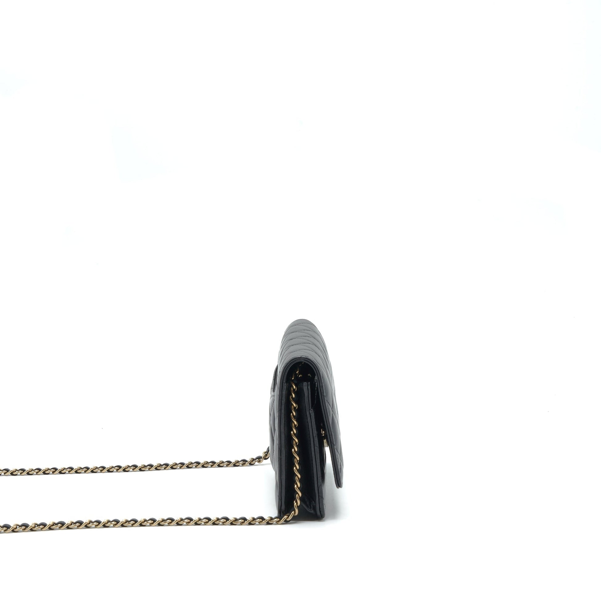 Chanel Ribbon On Lambskin LGHW Microchip Black Wallet Case