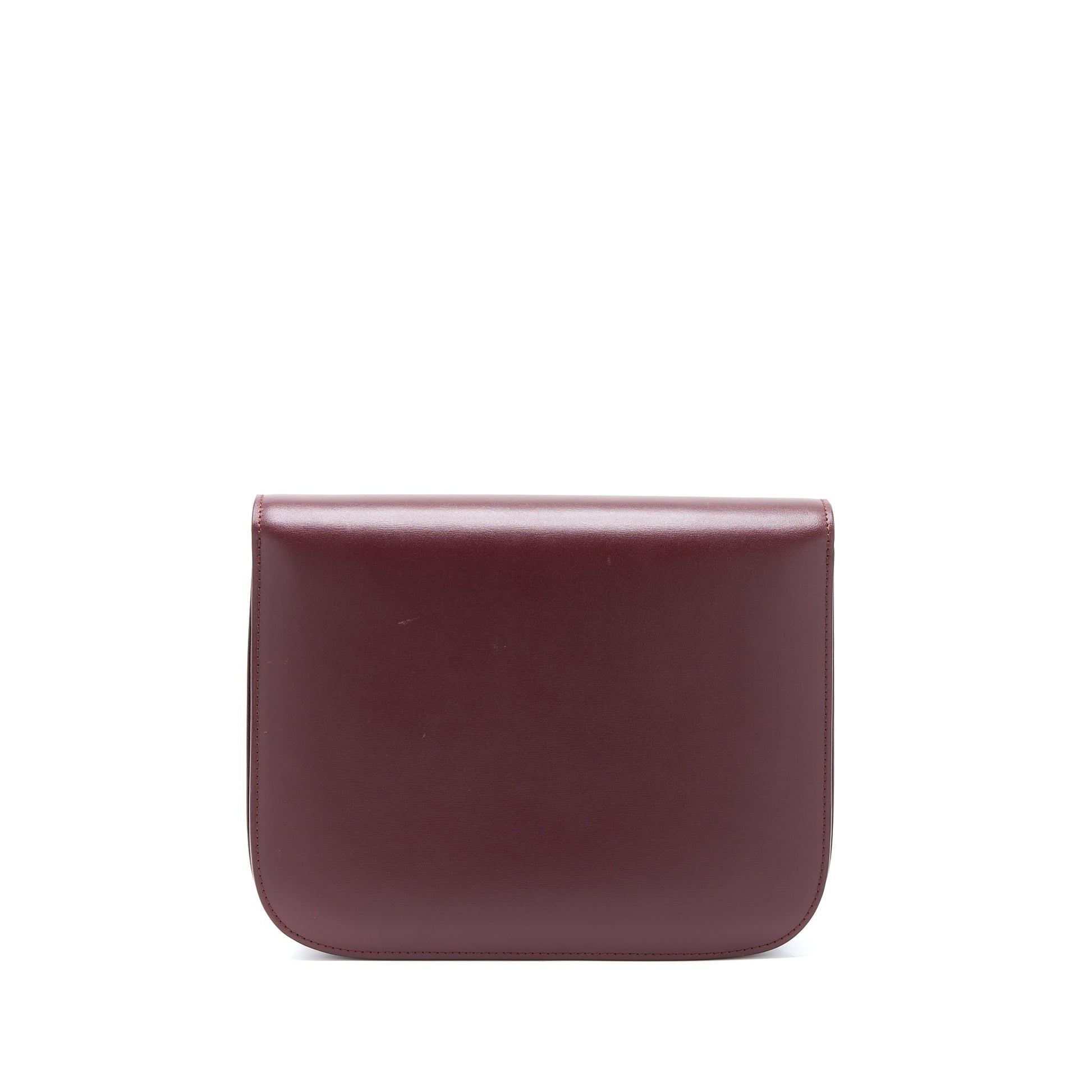 Celine Classic Box Calfskin Burgundy Handbag Medium Travel Bag