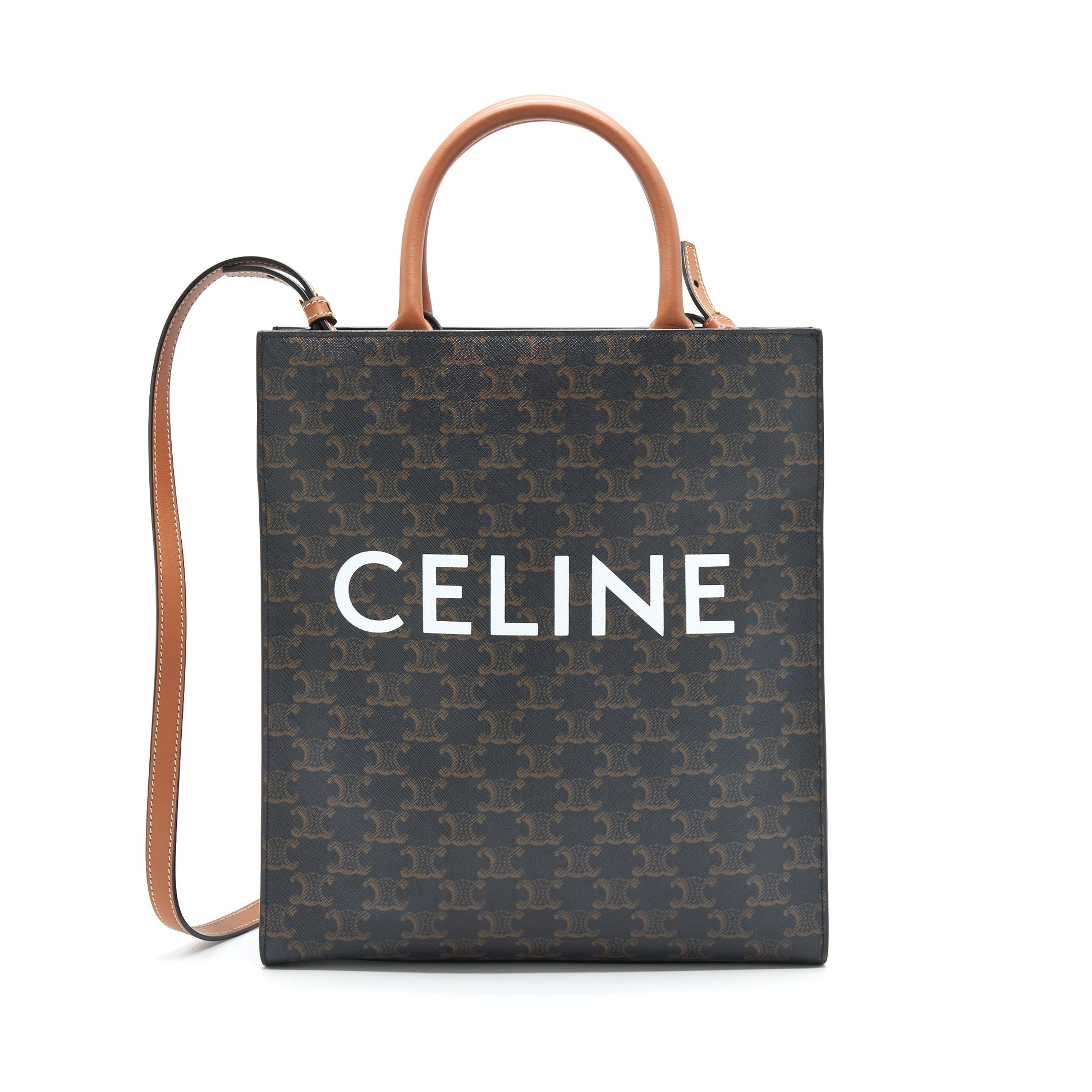 Celine Vertical Cabas In Triomphe Handbag Canvas Small Travel Bag