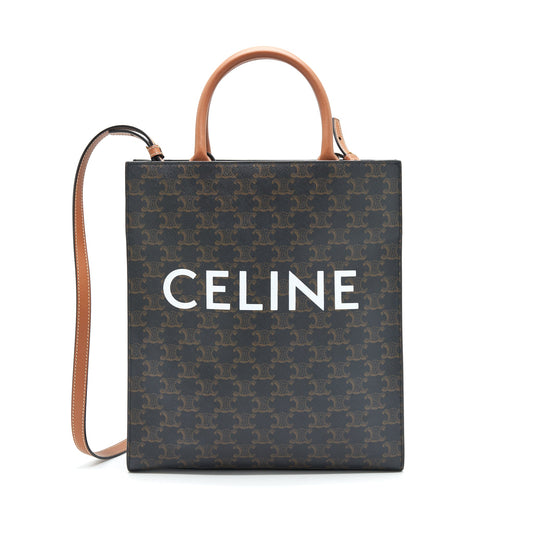 Celine Vertical Cabas In Triomphe Handbag Canvas Small Travel Bag