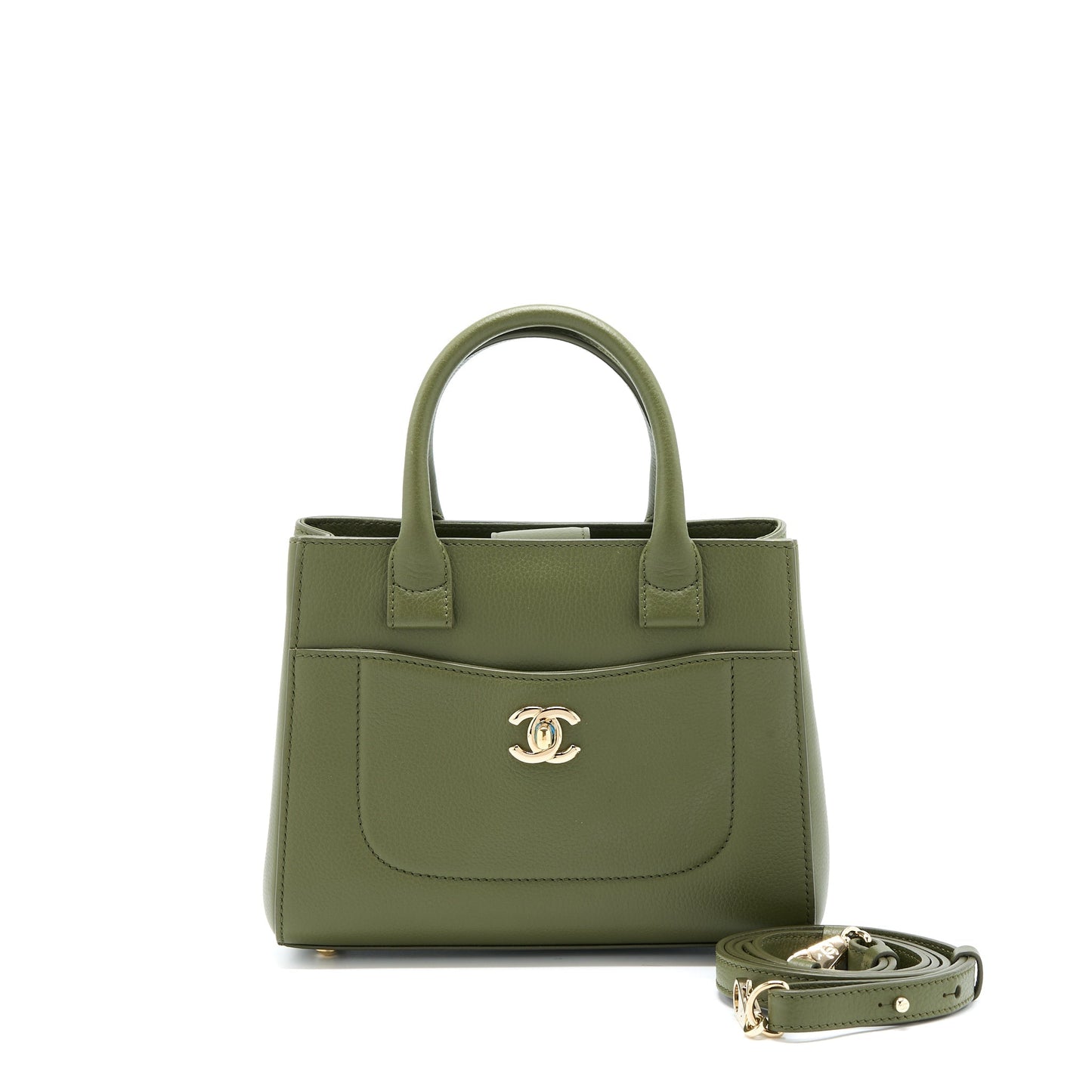 Chanel Top Handle Calfskin LGHW Green Small Tote Bag