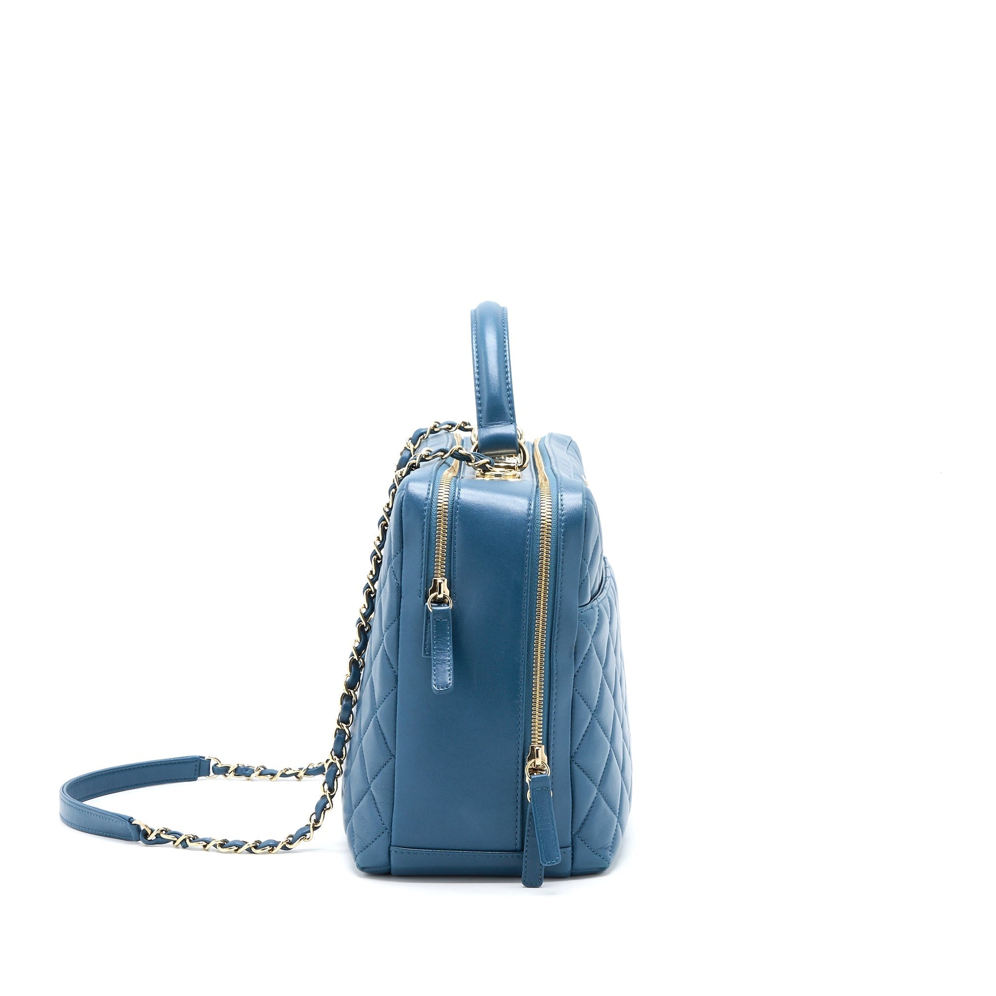 Chanel Quilted Trendy CC Bowling Lambskin LGHW Blue Handbag