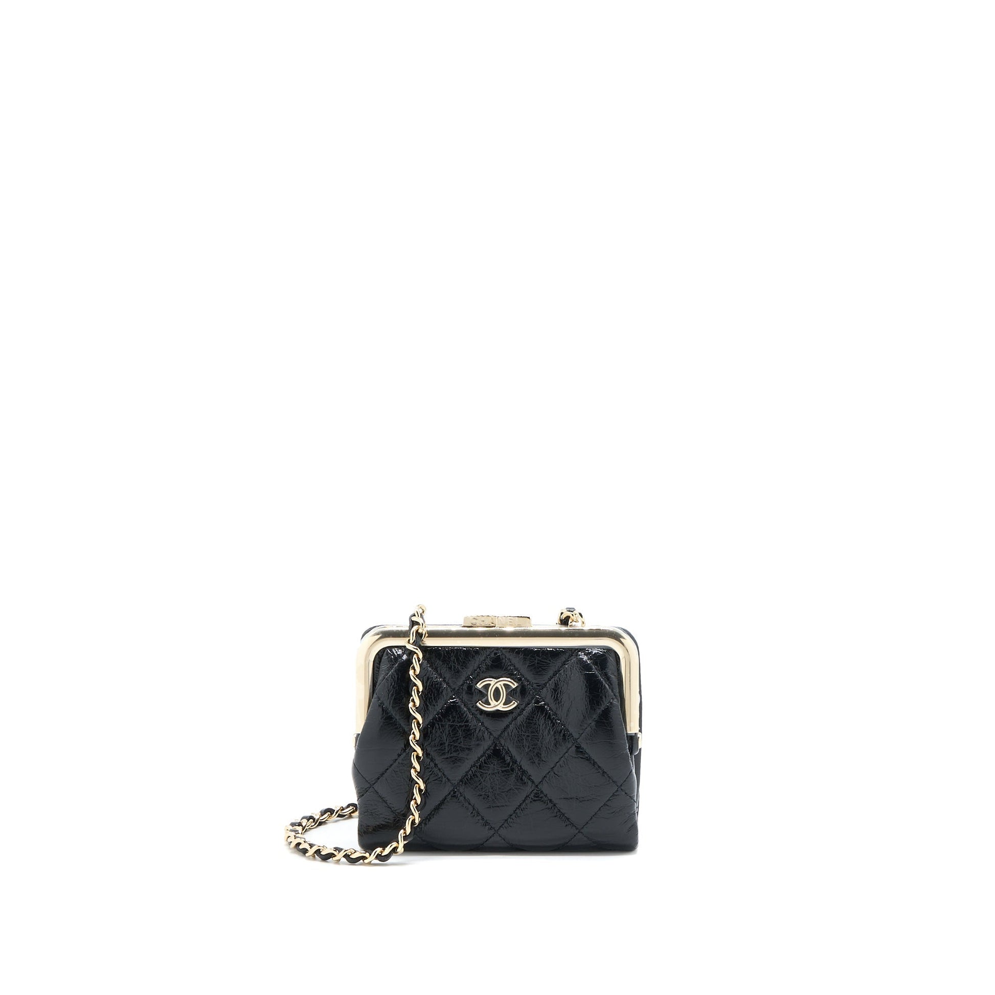 Chanel Quilted Clip Aged Calfskin LGHW Black Mini Bag