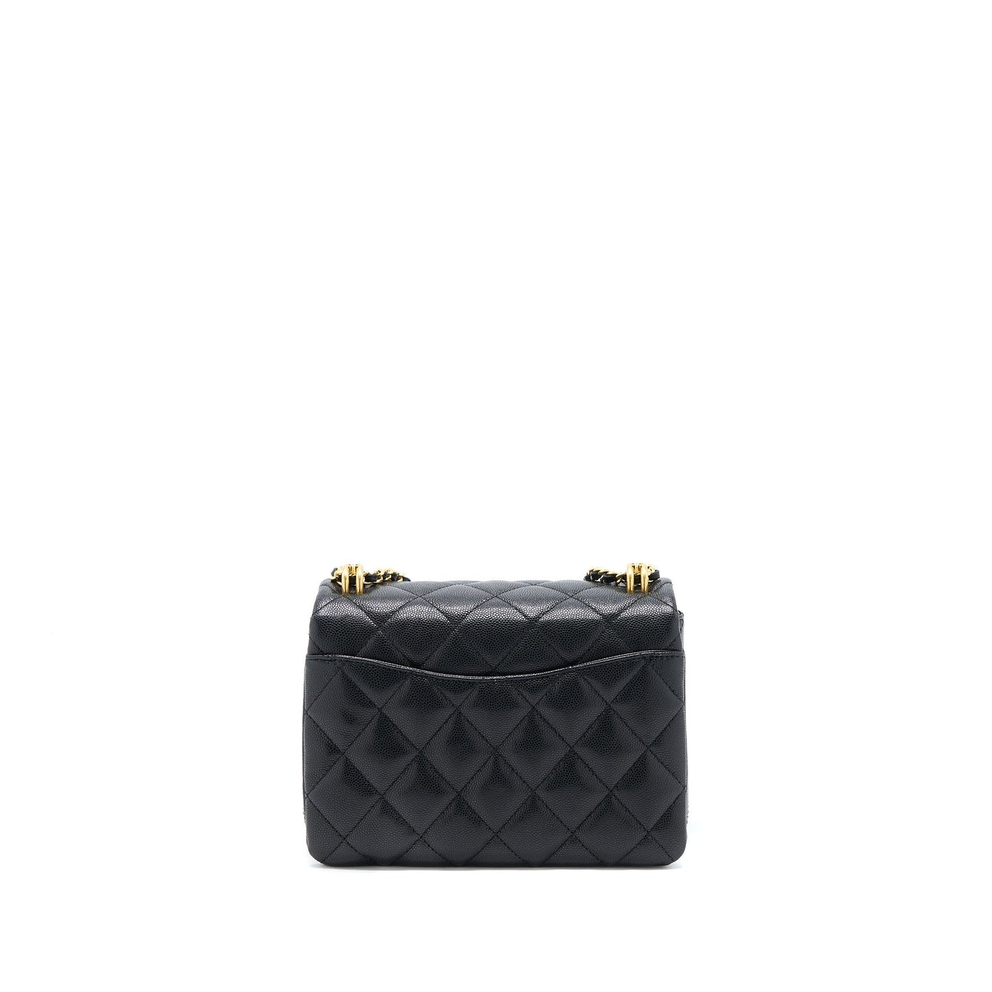 Chanel 22K Coco Caviar GHW Microchip Black Leather Handbag