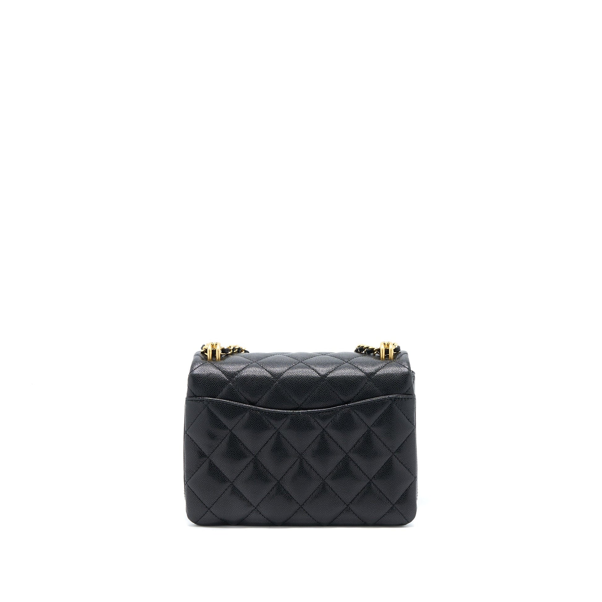 Chanel 22K Coco Caviar GHW Microchip Black Leather Handbag