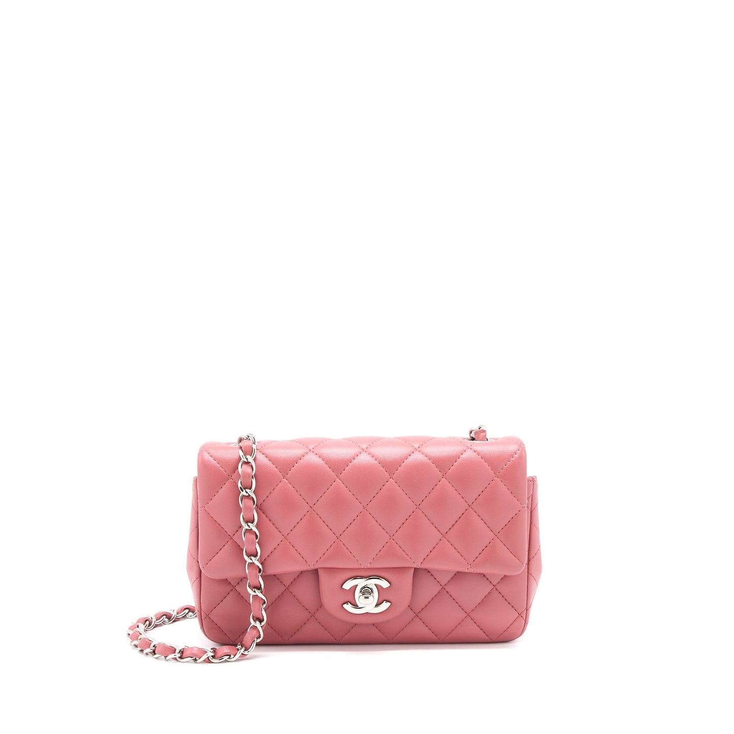 Chanel Rectangular Flap Lambskin SHW Pink Shoulder Bag Shw 1